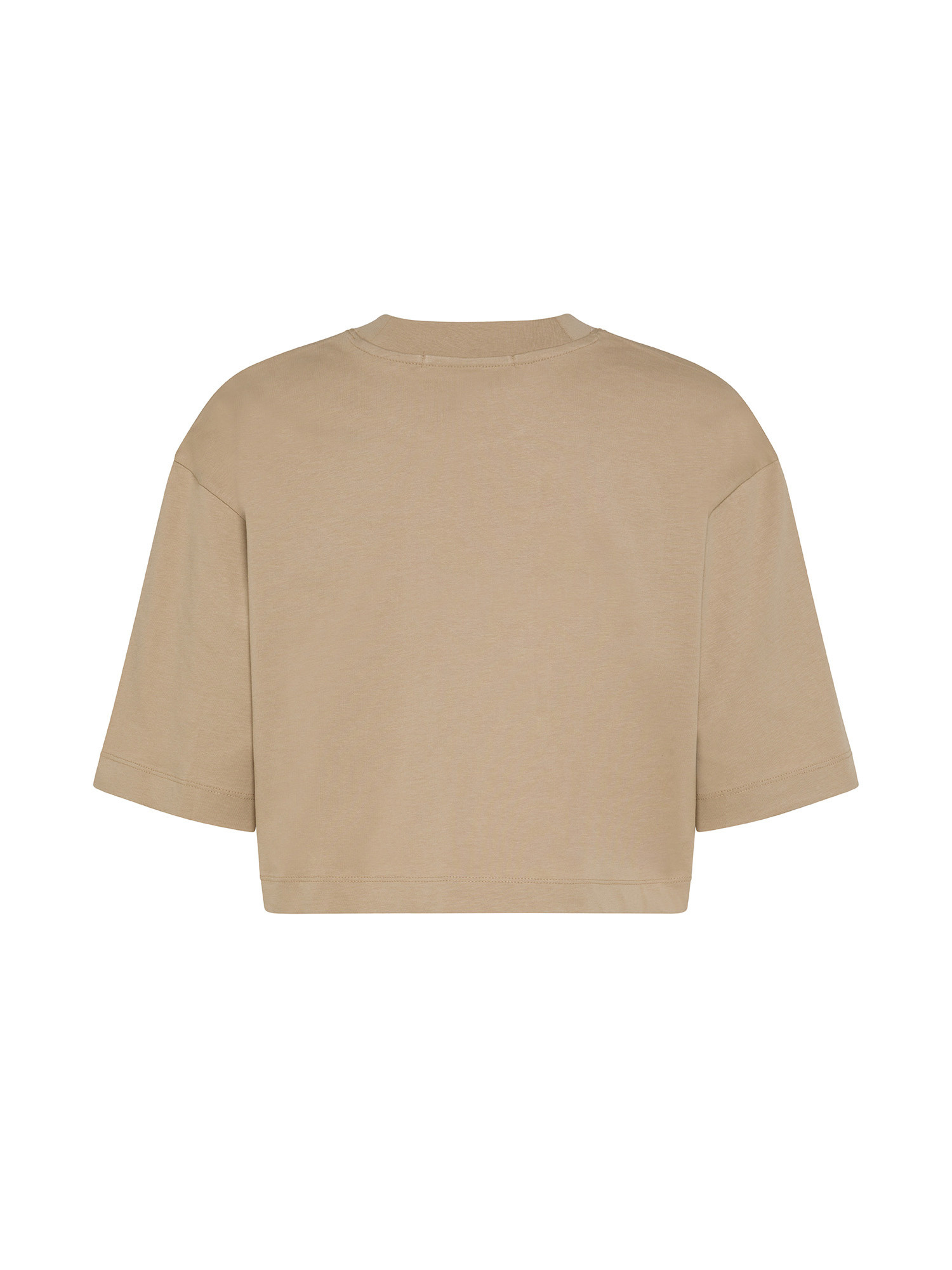 Calvin Klein Jeans - T-shirt crop in cotone con logo, Beige, large image number 1