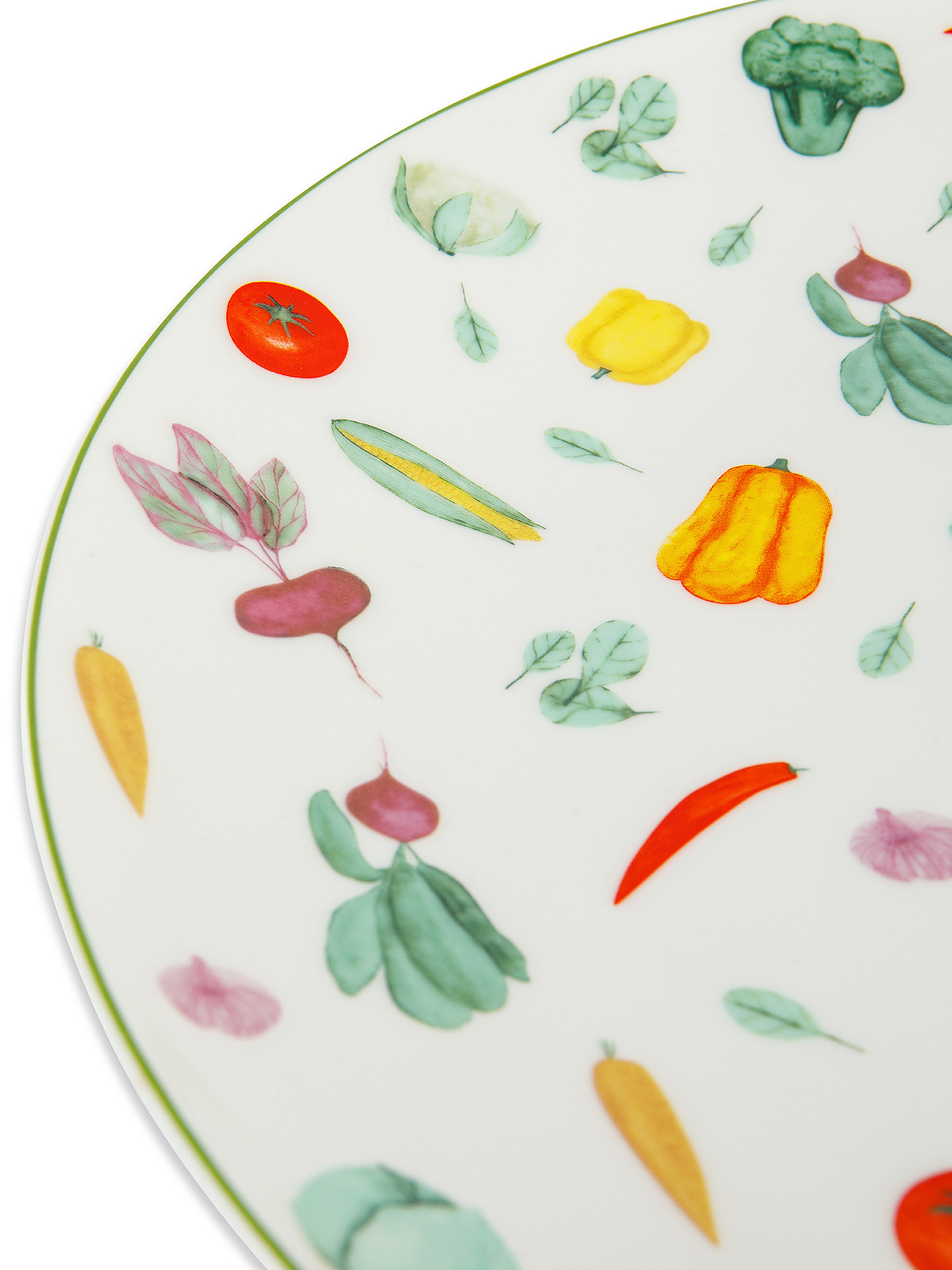 New bone china serving plate with vegetable motif, White, large image number 1
