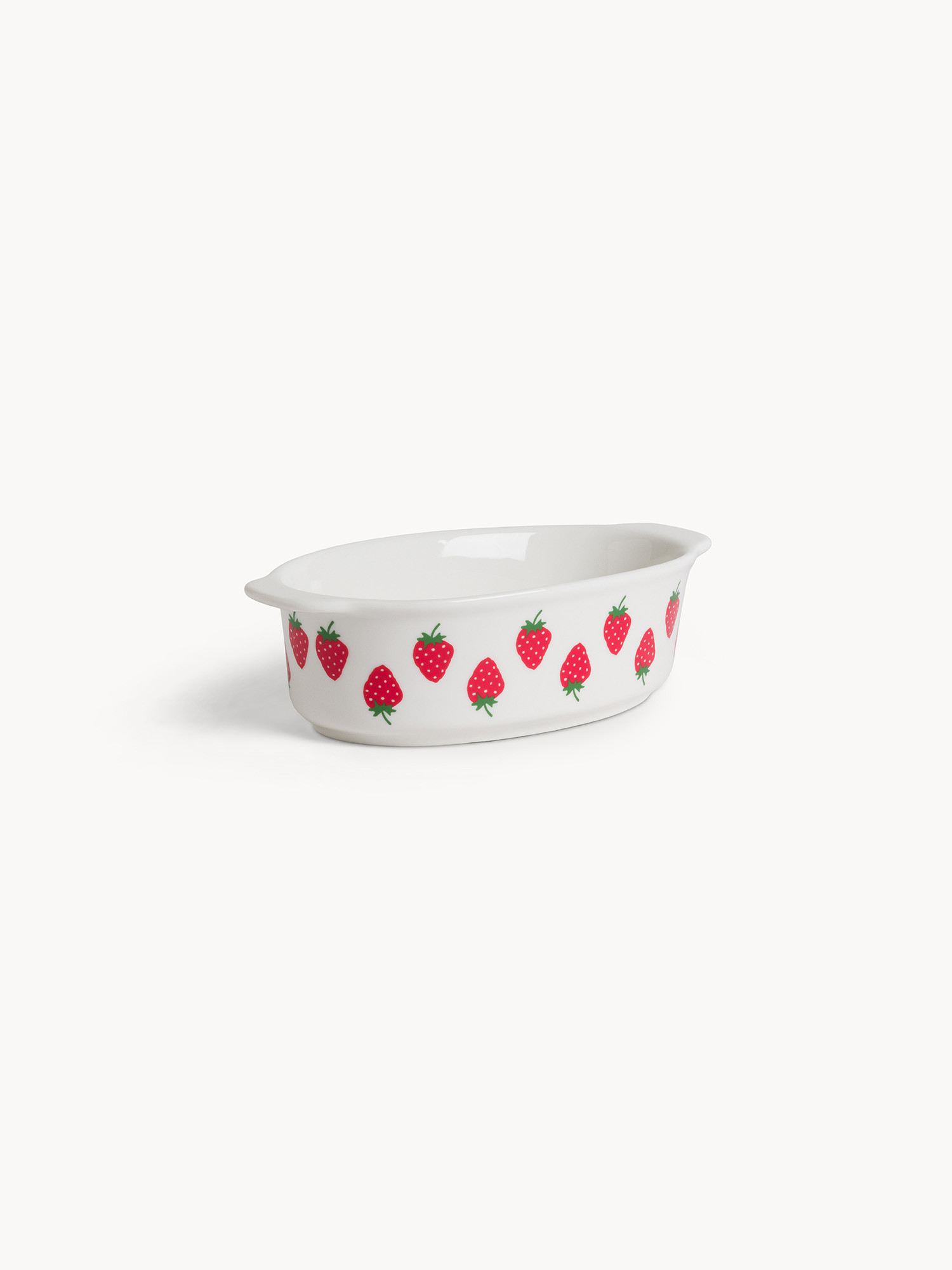 New bone china oval baking dish strawberry motif, Multicolor, large image number 0