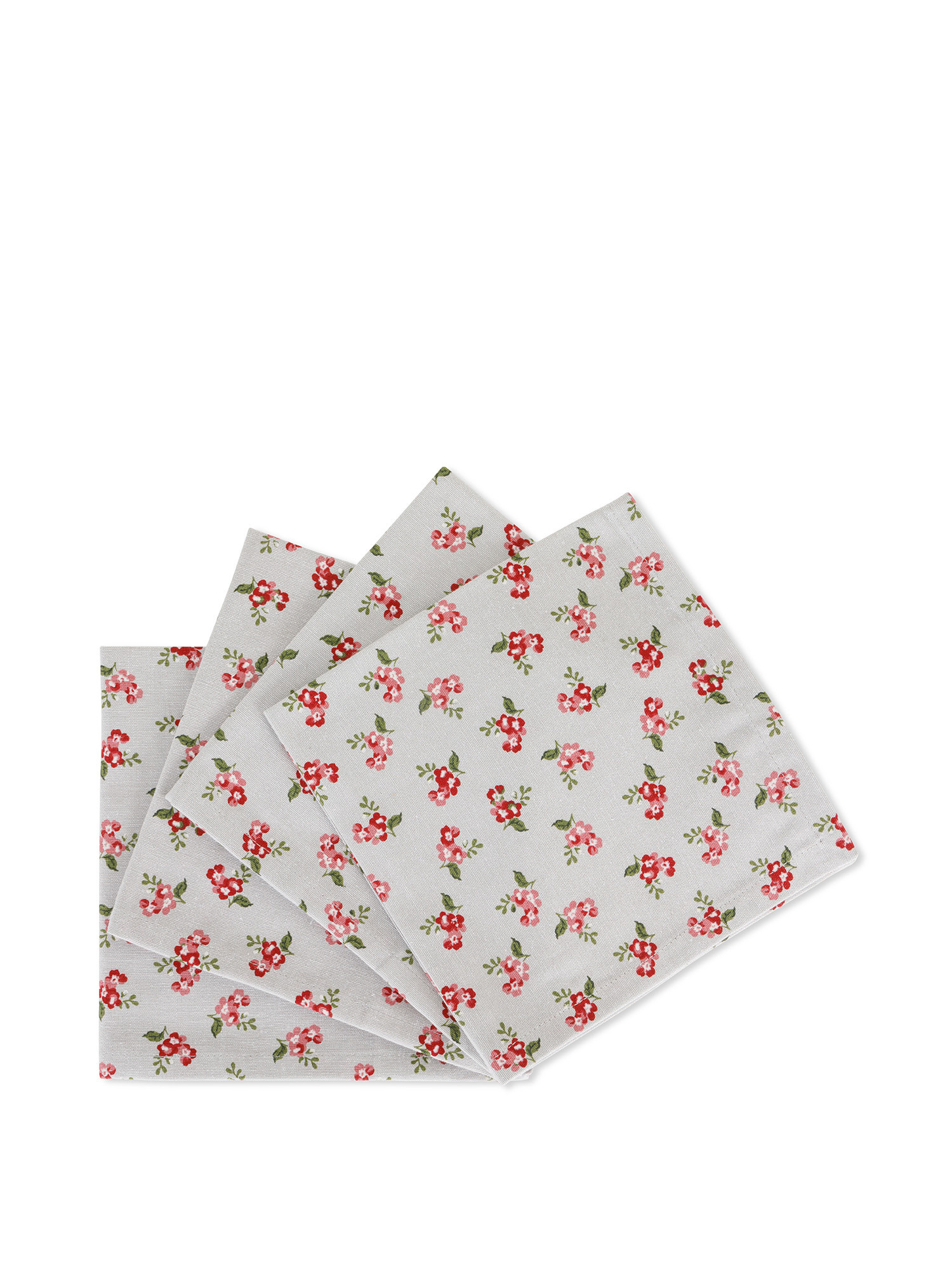 Set of 4 100% cotton napkins with flower print, Pink, large image number 0