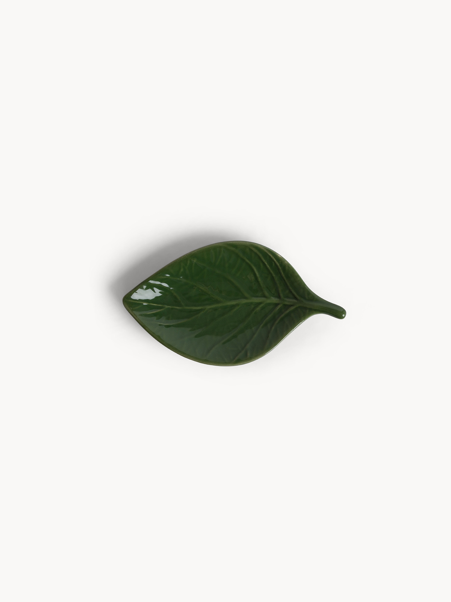 Piattino stoneware a foglia, Verde, large image number 0