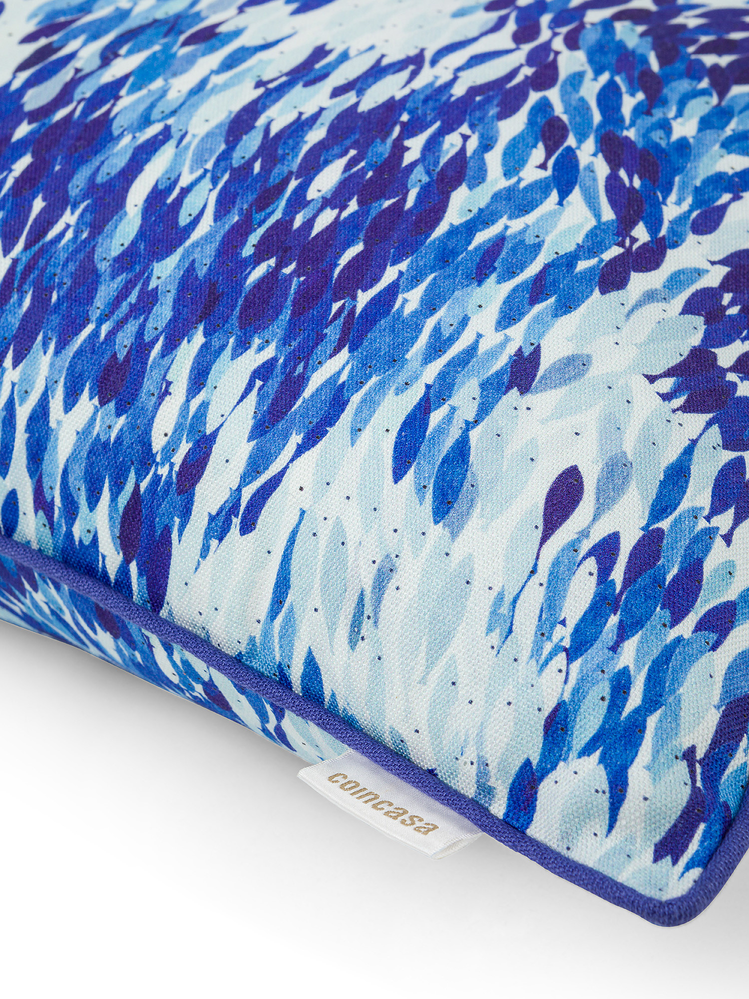 Cuscino cotone stampa pesci 45x45cm, Azzurro, large image number 2