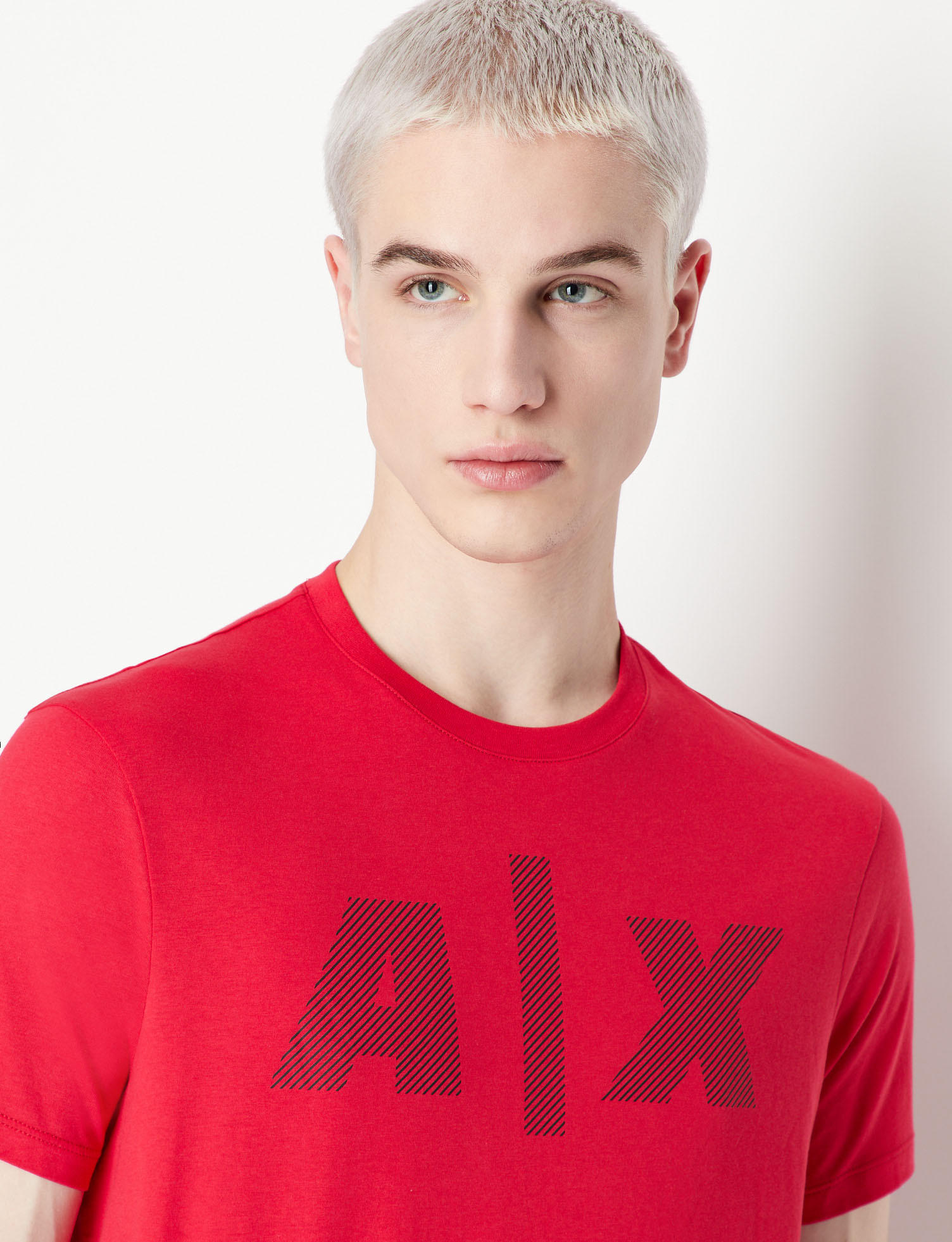 Armani Exchange - T-shirt con stampa logo regular fit, Rosso, large image number 3