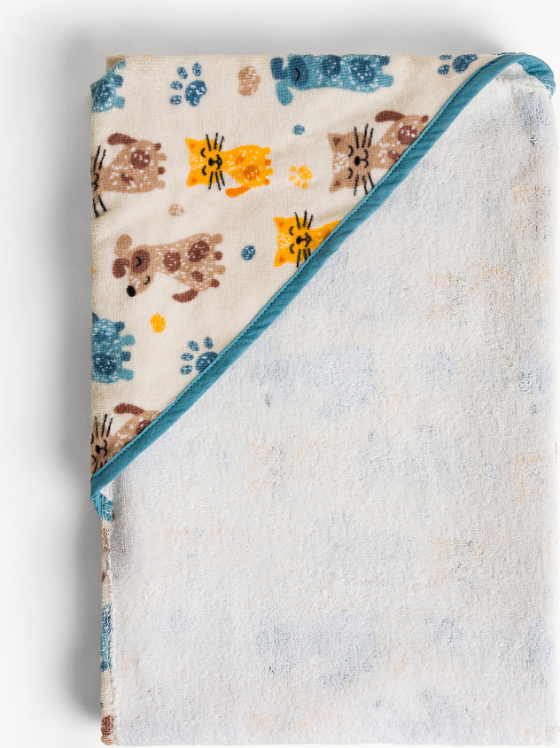 Asciugamano in cotone velour stampa animaletti