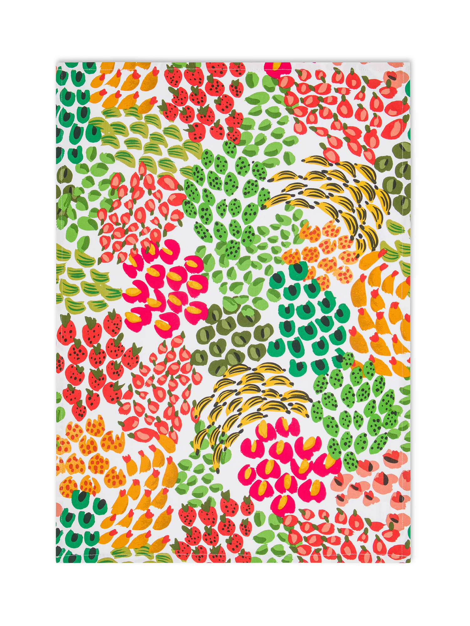 Set of 2 panama cotton tea towels with fruit print, Multicolor, large image number 1