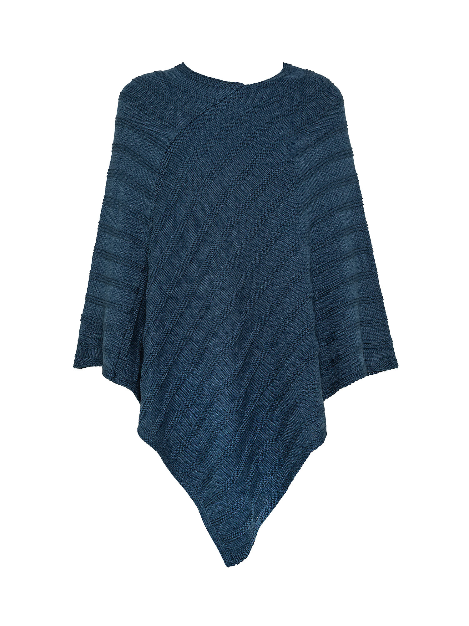Diagonal striped poncho, Blue, large image number 0