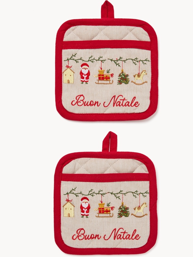 Set of 2 pot holders with a gift box