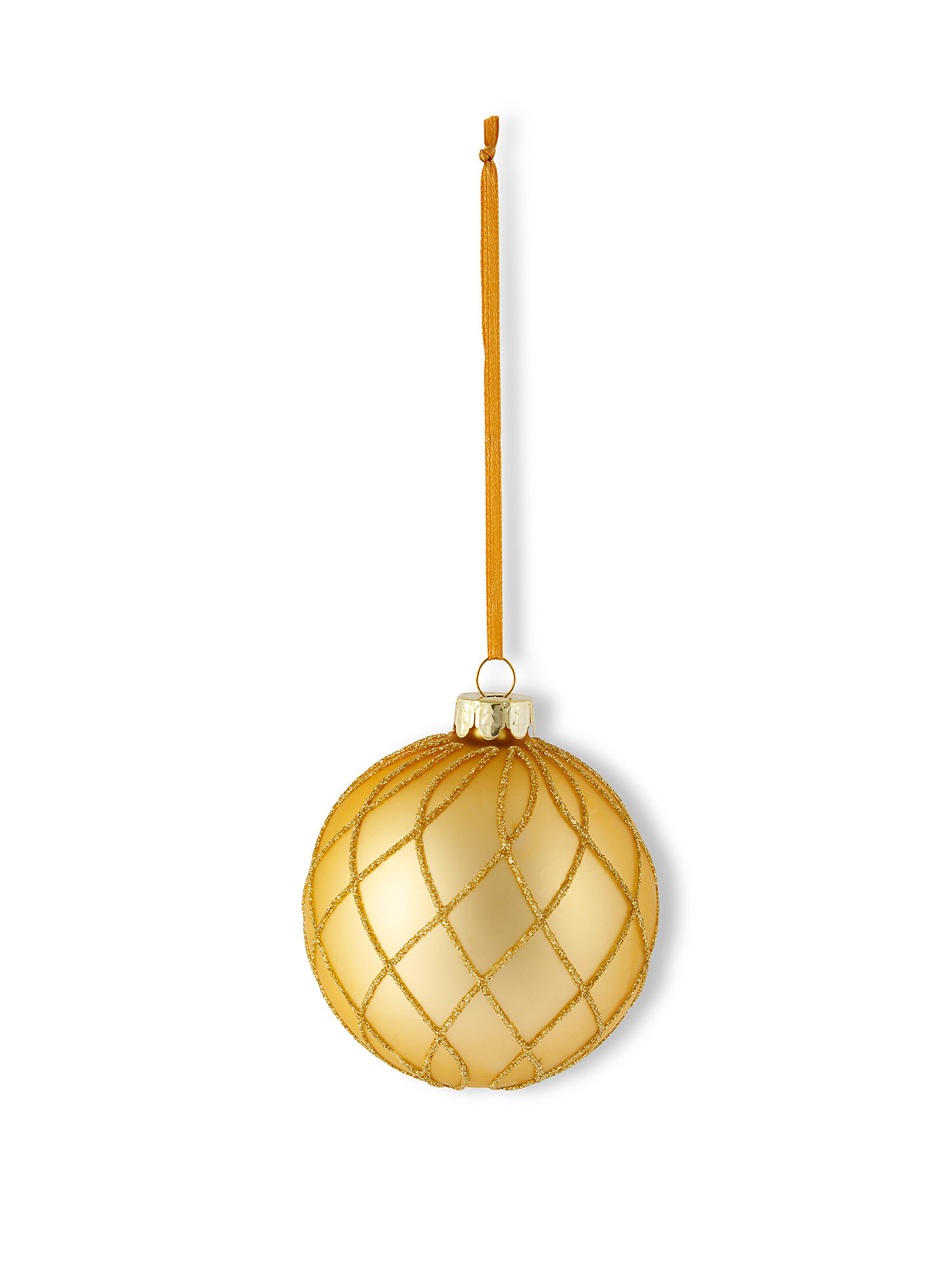 Hand decorated glass sphere, Gold, large image number 0