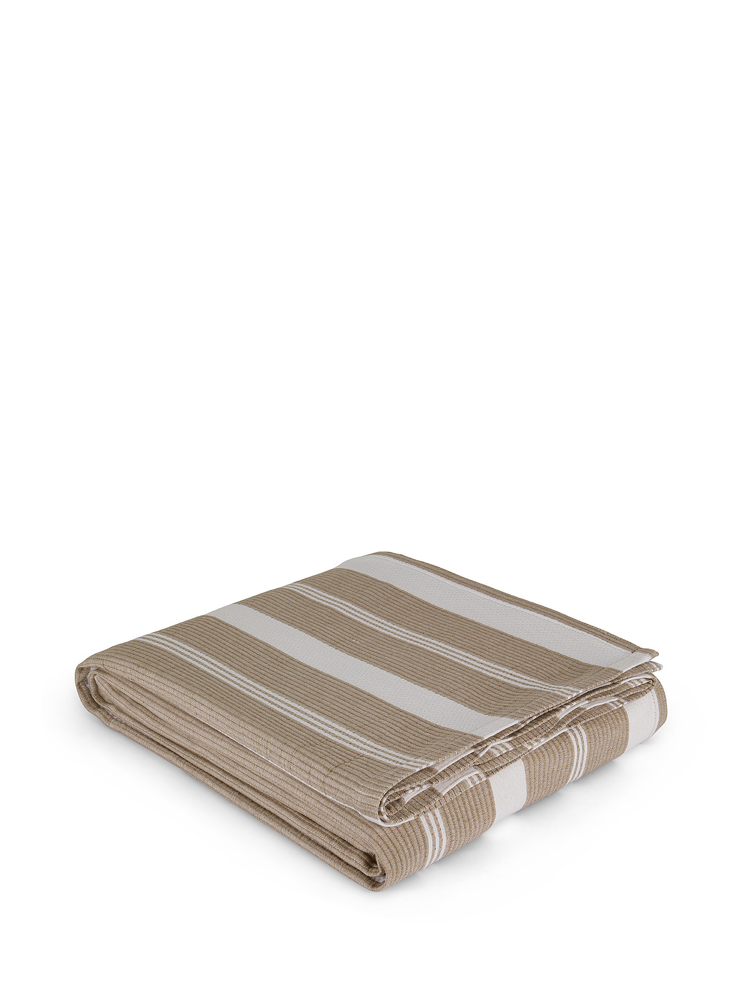 Striped cotton bedspread, Ecru, large image number 0