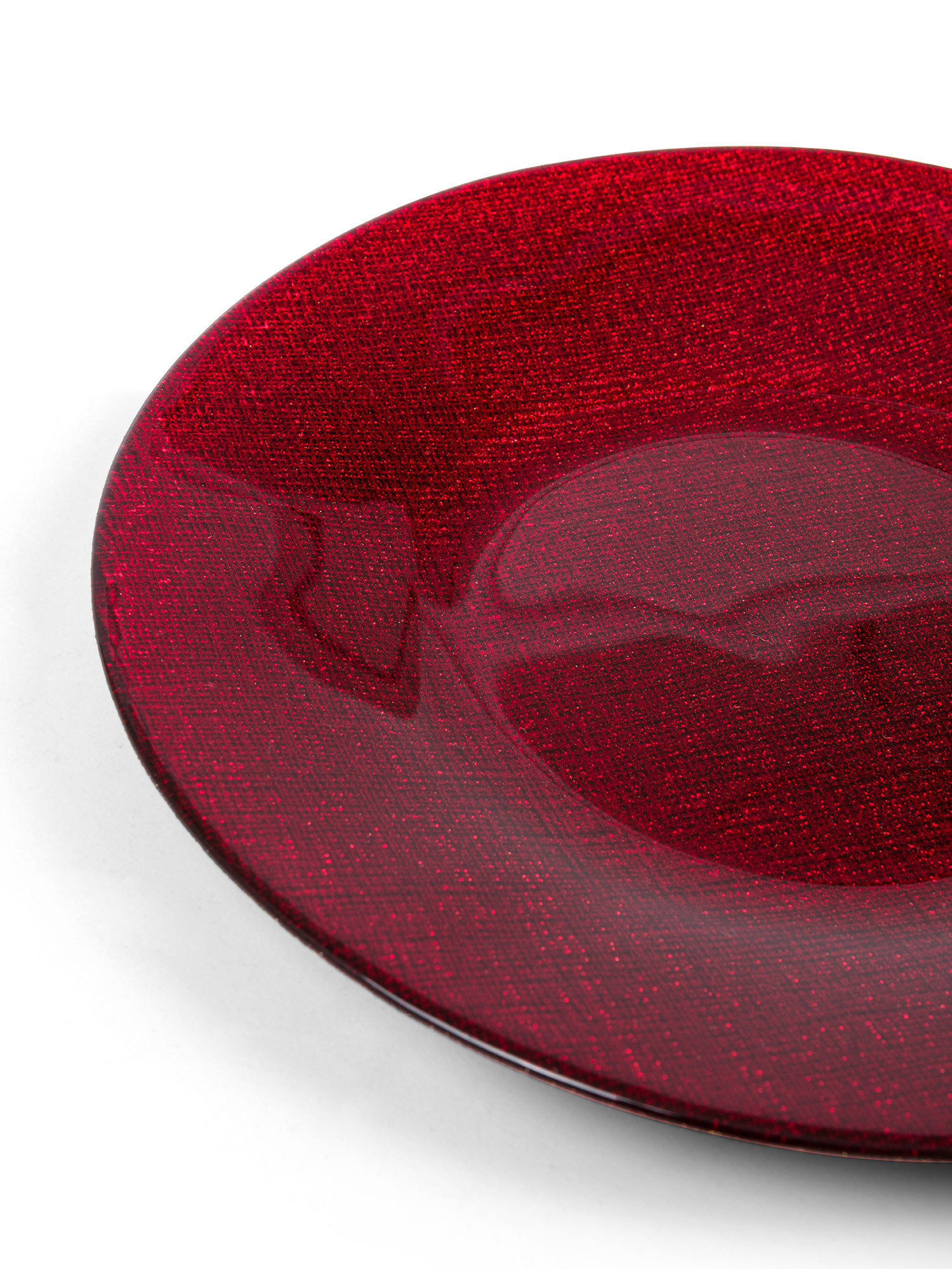Piatto frutta vetro glitter, Rosso, large image number 1