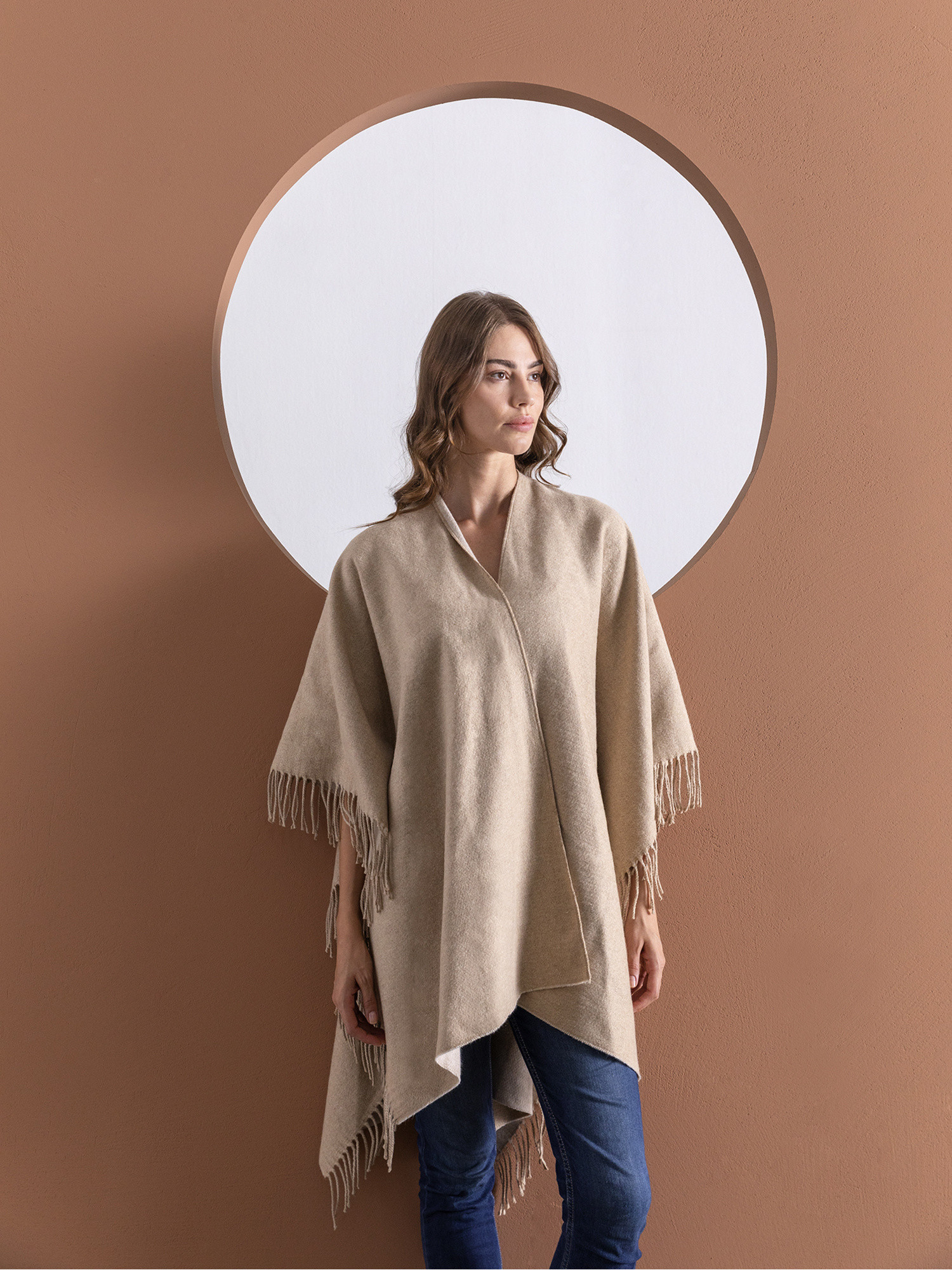 Poncho double face, Beige, large image number 2