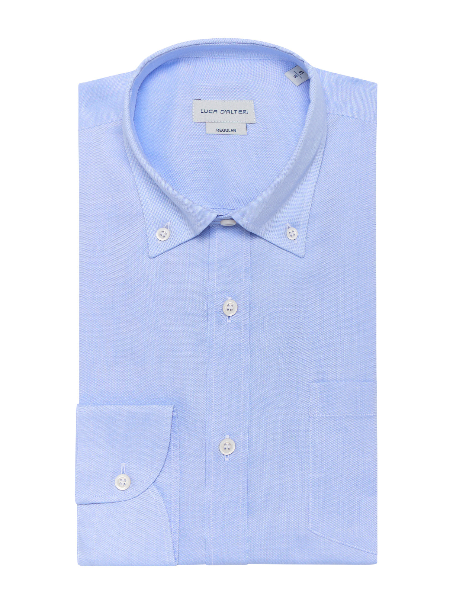 Luca D'Altieri - Regular fit casual shirt in pure cotton oxford, Light Blue, large image number 0