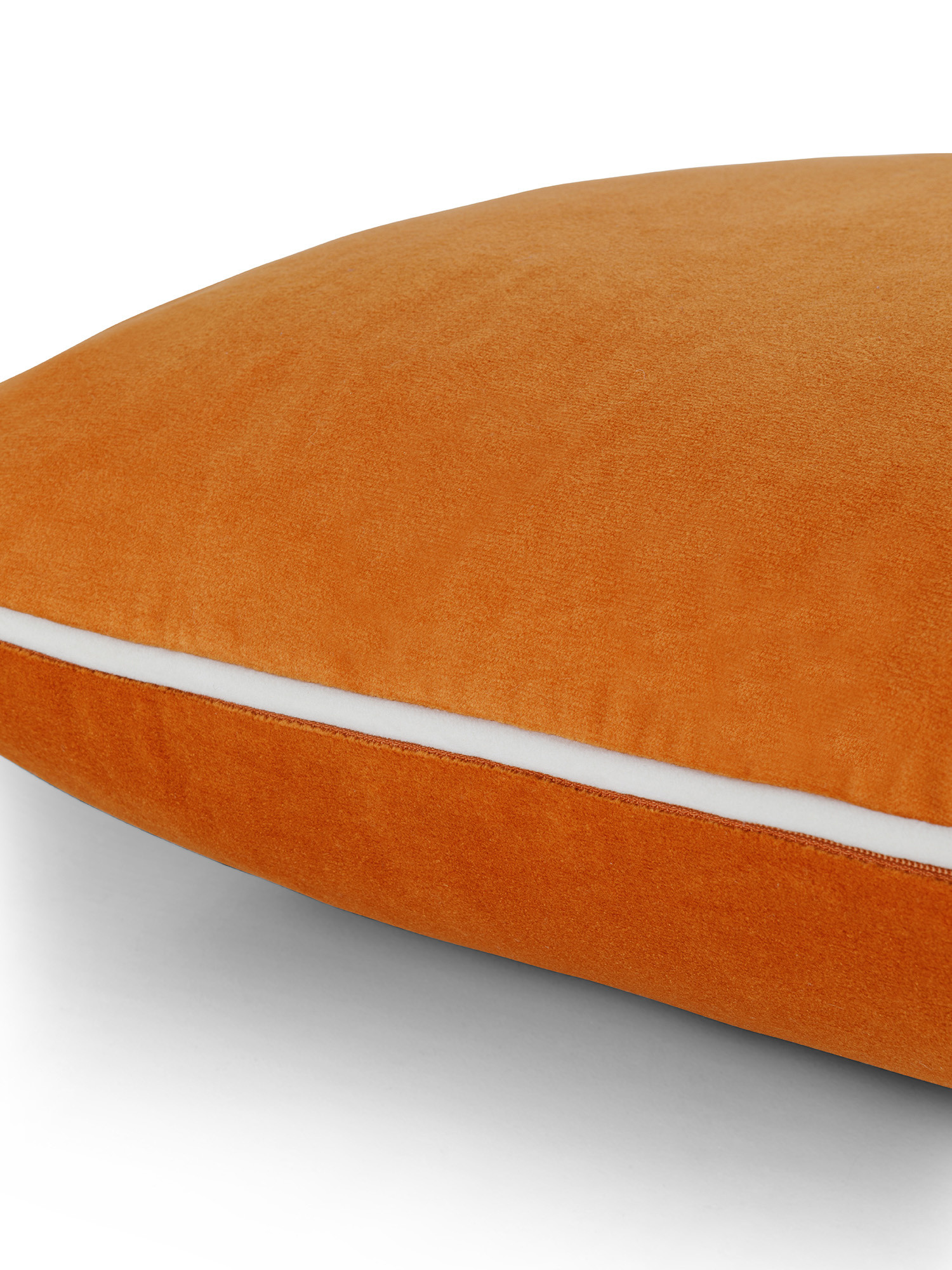 Cuscino in velluto con piping applicato sul bordo 45x45 cm, Arancione, large image number 2