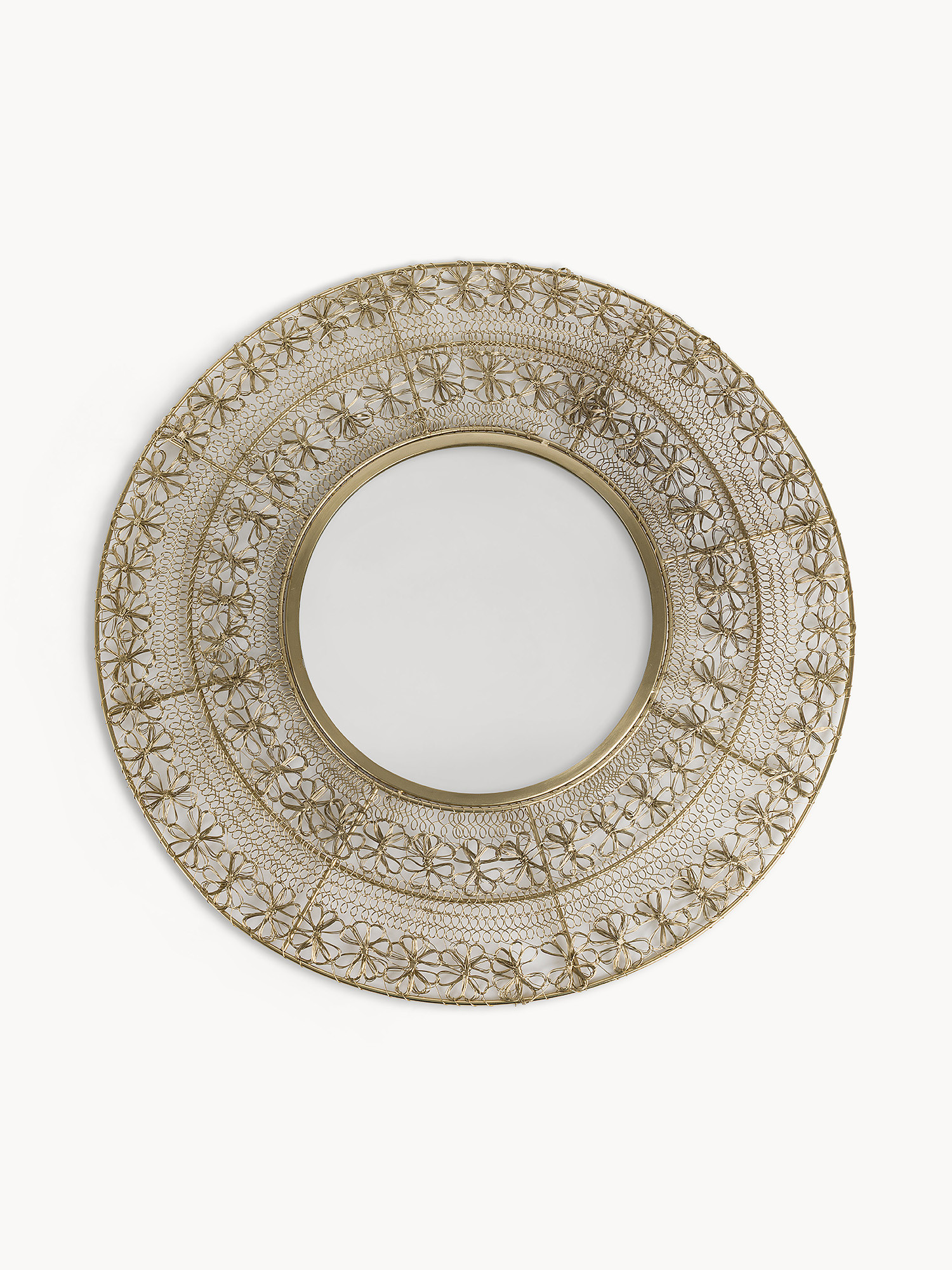 Specchio con cornice in filo dorato, Beige, large image number 0