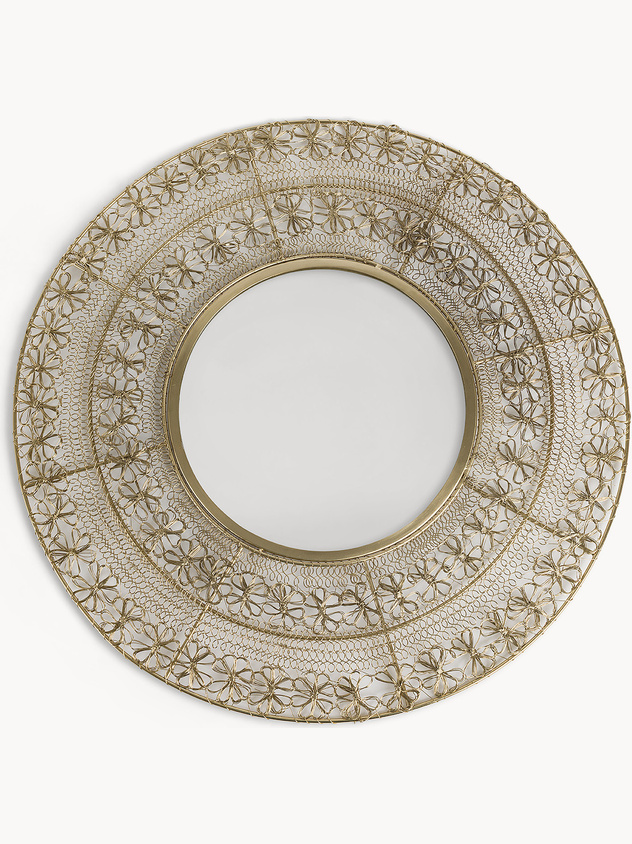 Specchio con cornice in filo dorato