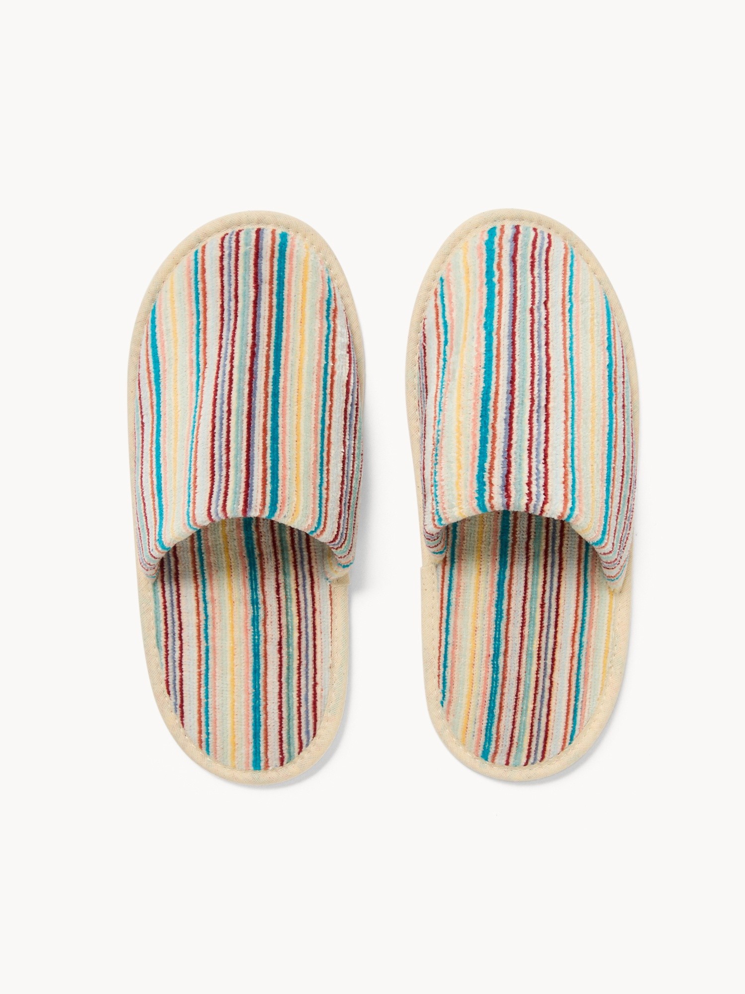 Ciabatte in velour di puro cotone con lavorazione jacquard a righe - Prezzo di lancio, Multicolor, large image number 0