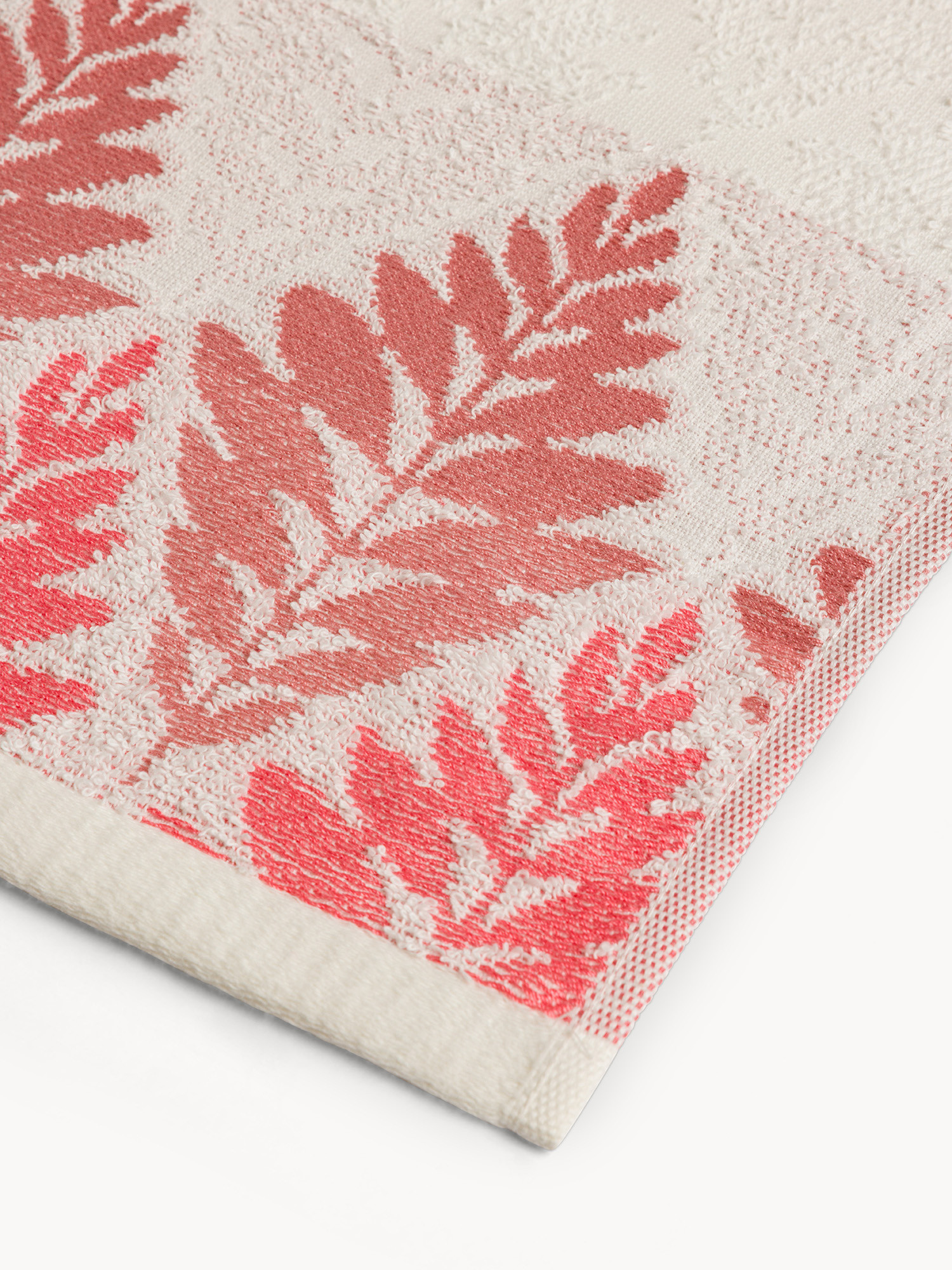 Asciugamano bordo jacquard fantasia foglie, Rosa, large image number 2