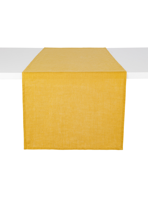 Plain washed pure linen runner