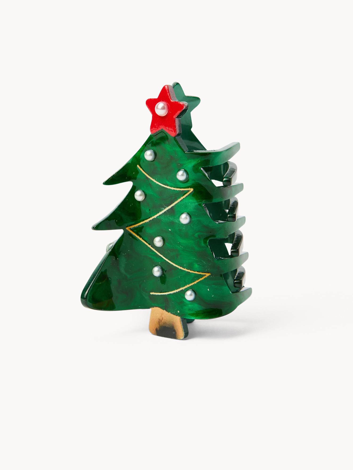 Mollettina albero di Natale con perline, Verde, large image number 0