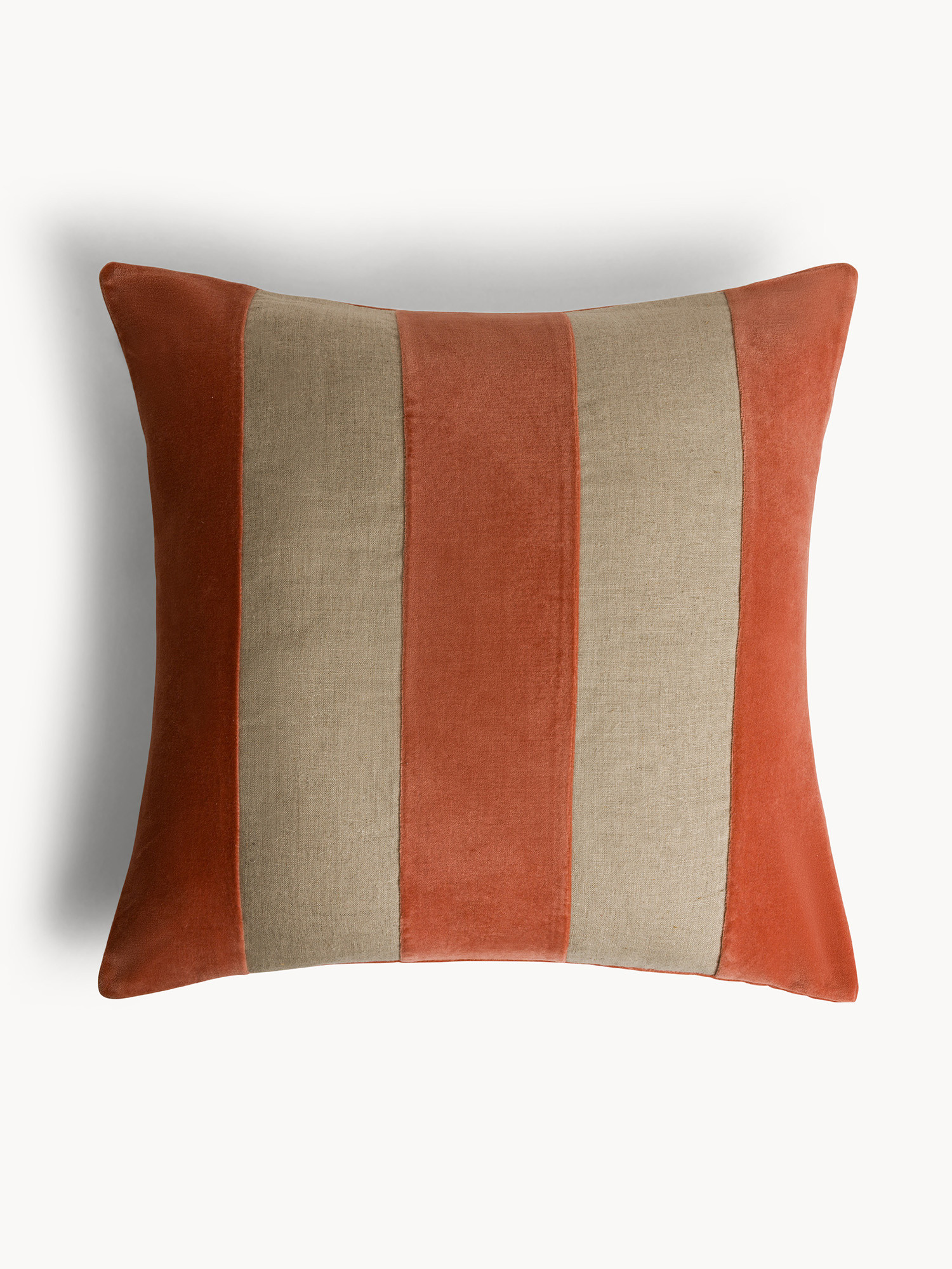50x50 cm velvet cushion with contrasting stripes, Pink, large image number 0