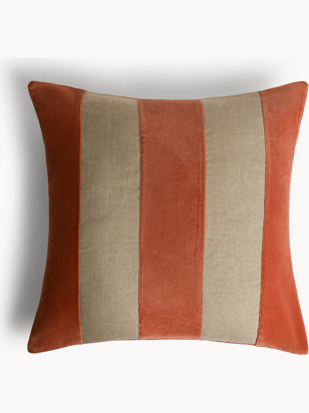 Cuscino 50x50 cm in velluto righe a contrasto