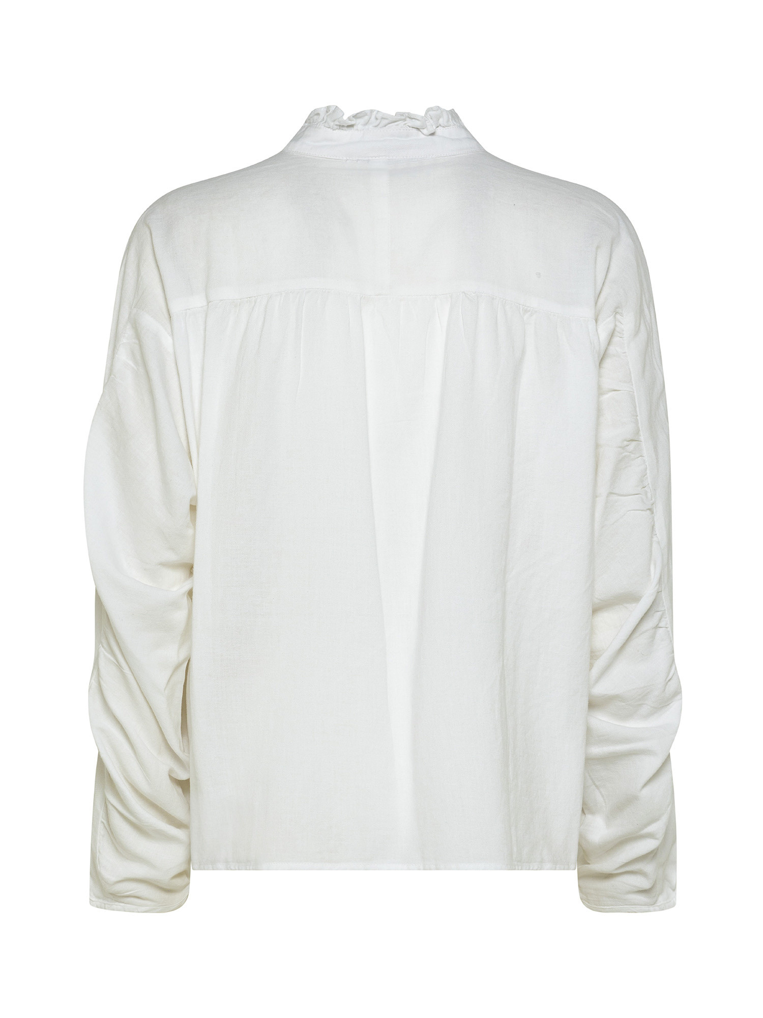 Blusa in cotone con maniche lunghe, Bianco, large image number 1