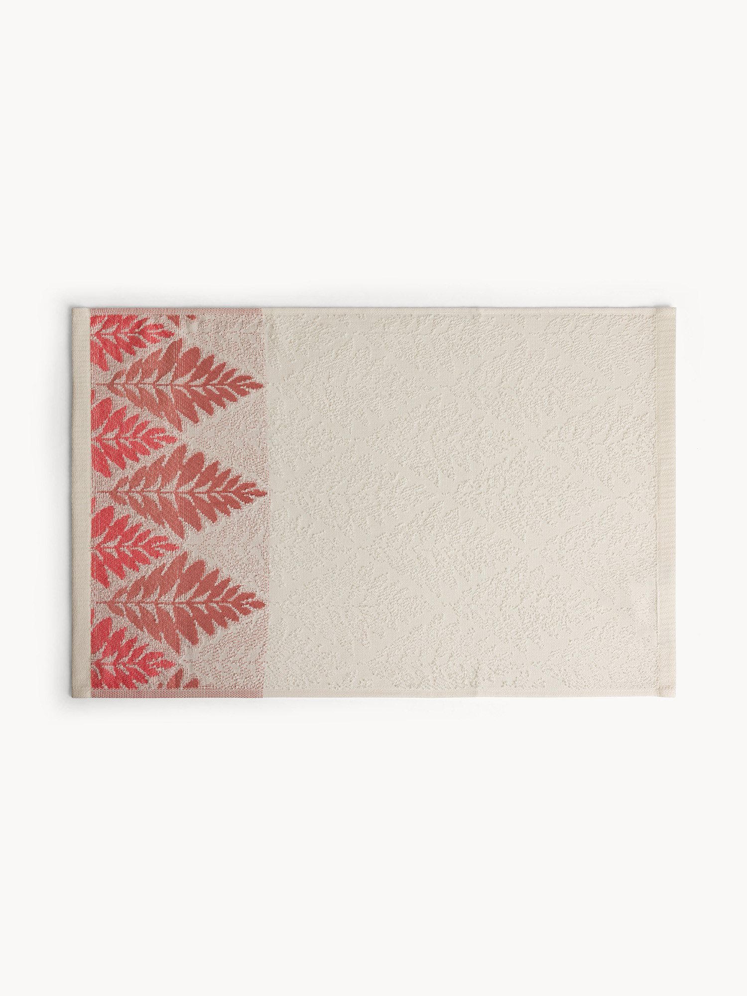 Asciugamano bordo jacquard fantasia foglie, Rosa, large image number 1