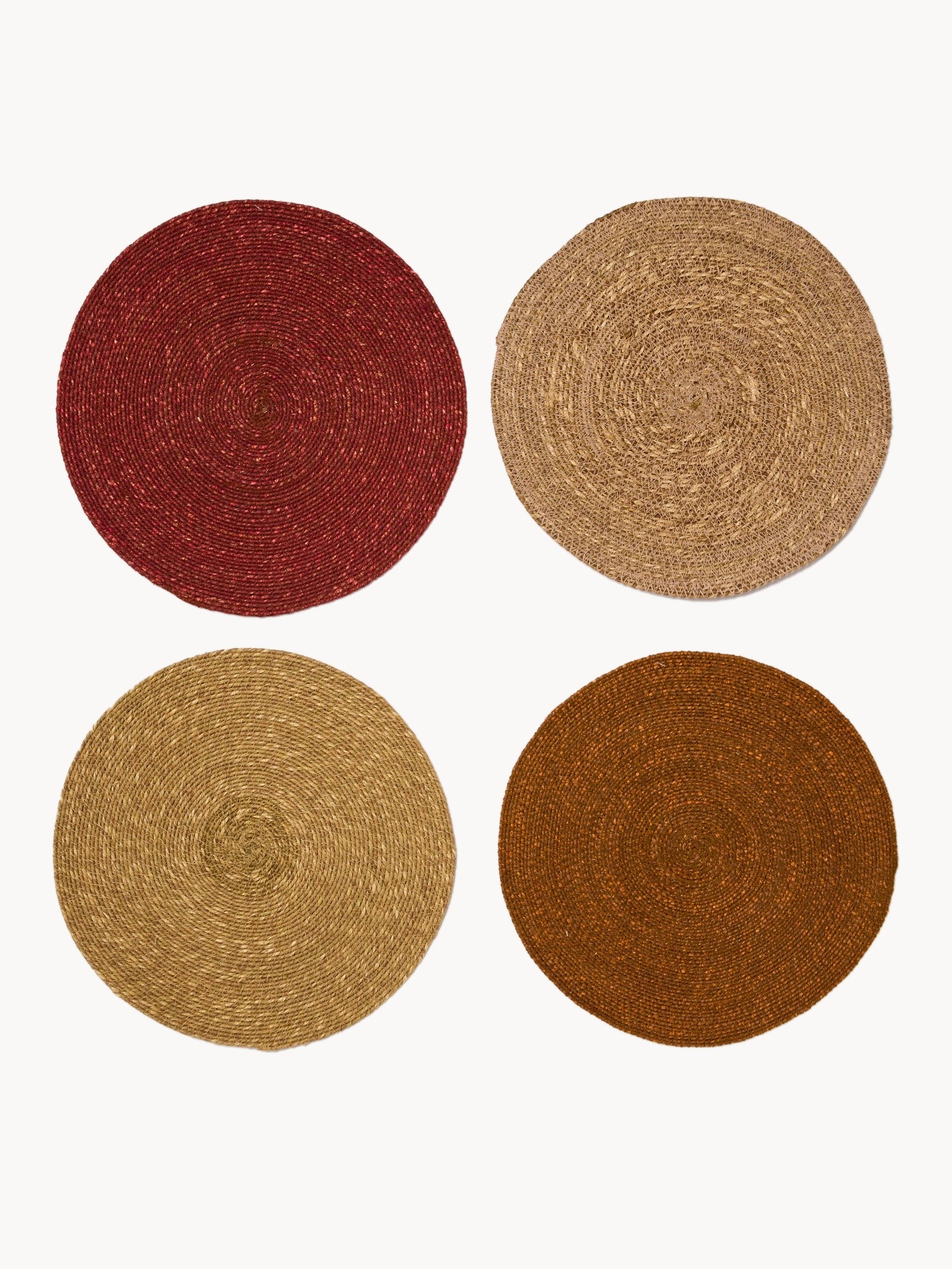 Set of 4 placemats with a plant-based basket, Beige / Brown, large image number 0