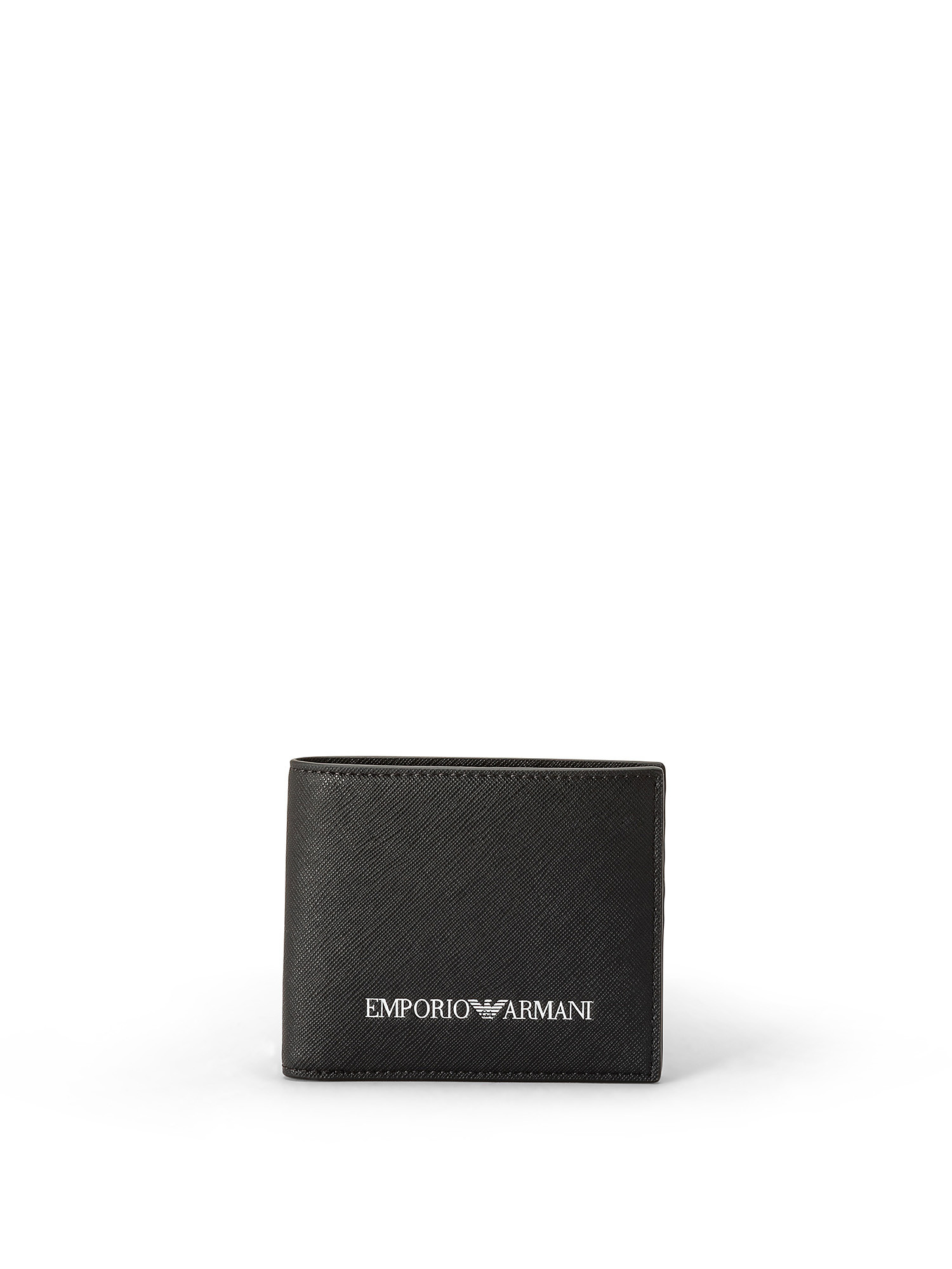 Emporio Armani - Saffiano print regenerated leather wallet, Black, large image number 0