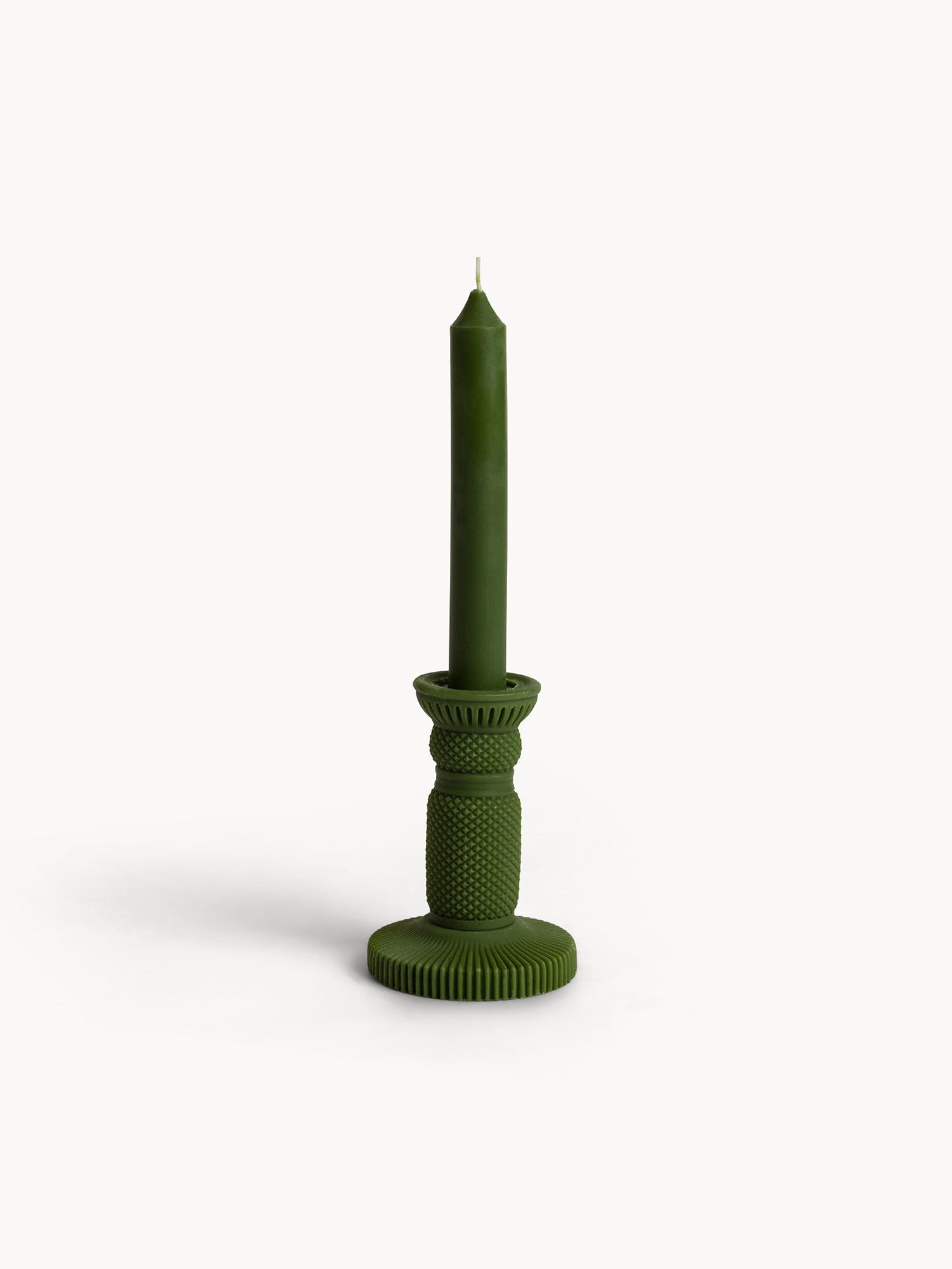 Candela con candeliere in cera, Verde, large image number 0