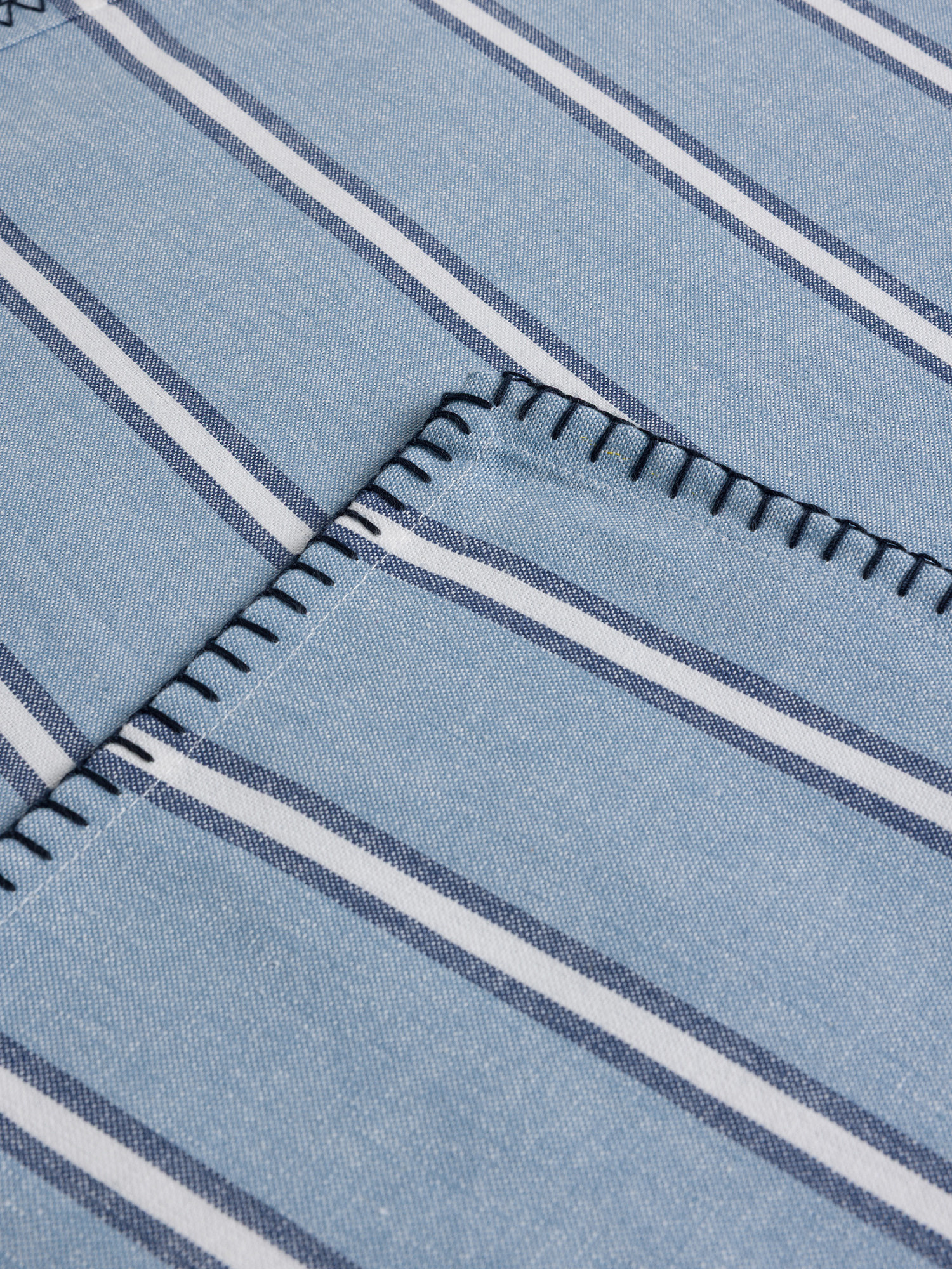 Cotton throw blanket striped print, Blue, large image number 1