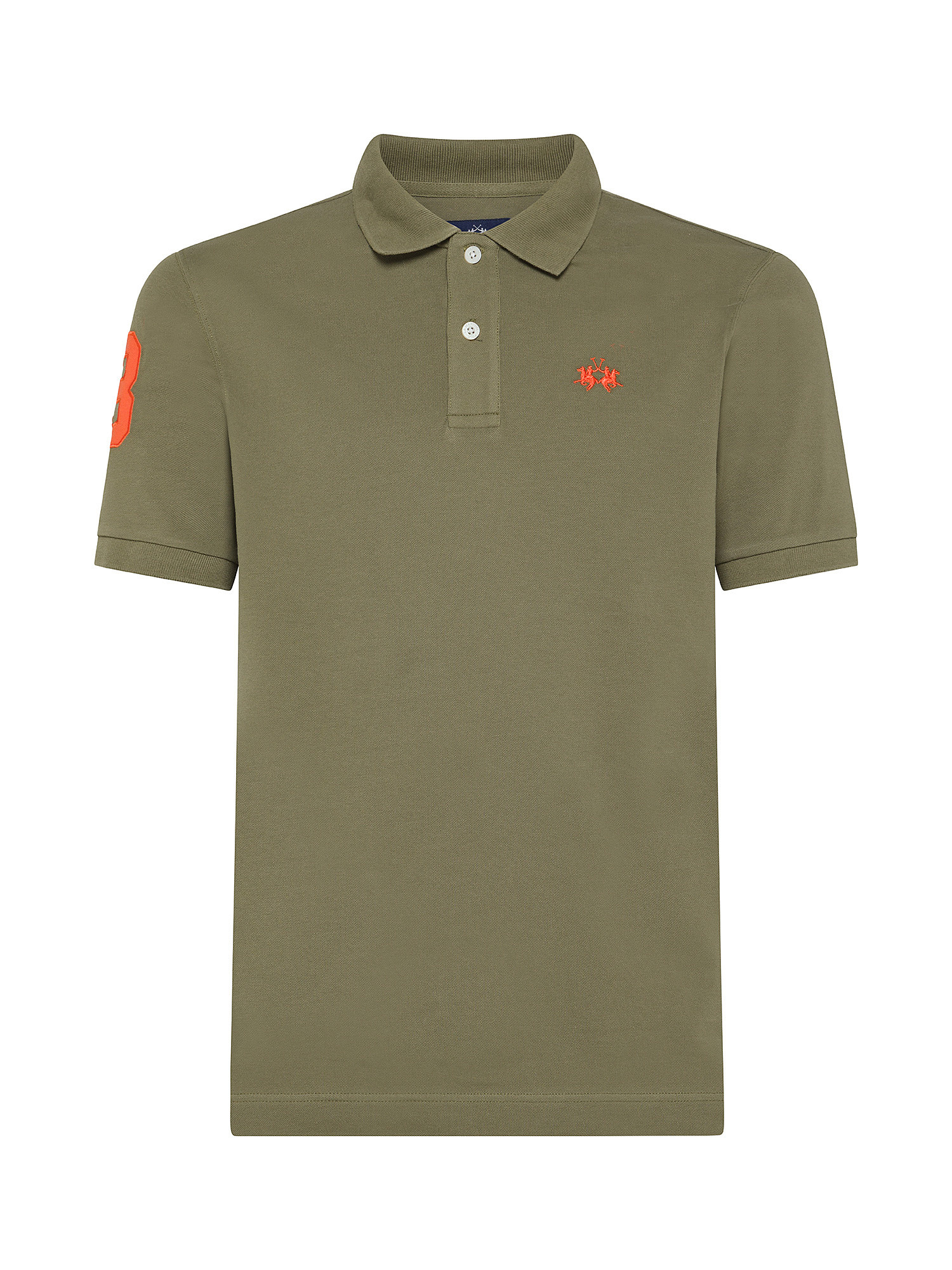 La Martina - Short-sleeved polo shirt in stretch piqué, Green, large image number 0