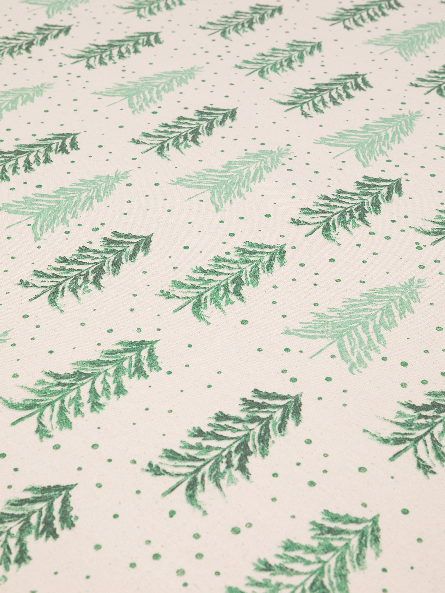 Cotton tablecloth with Christmas tree print, White, large image number 1