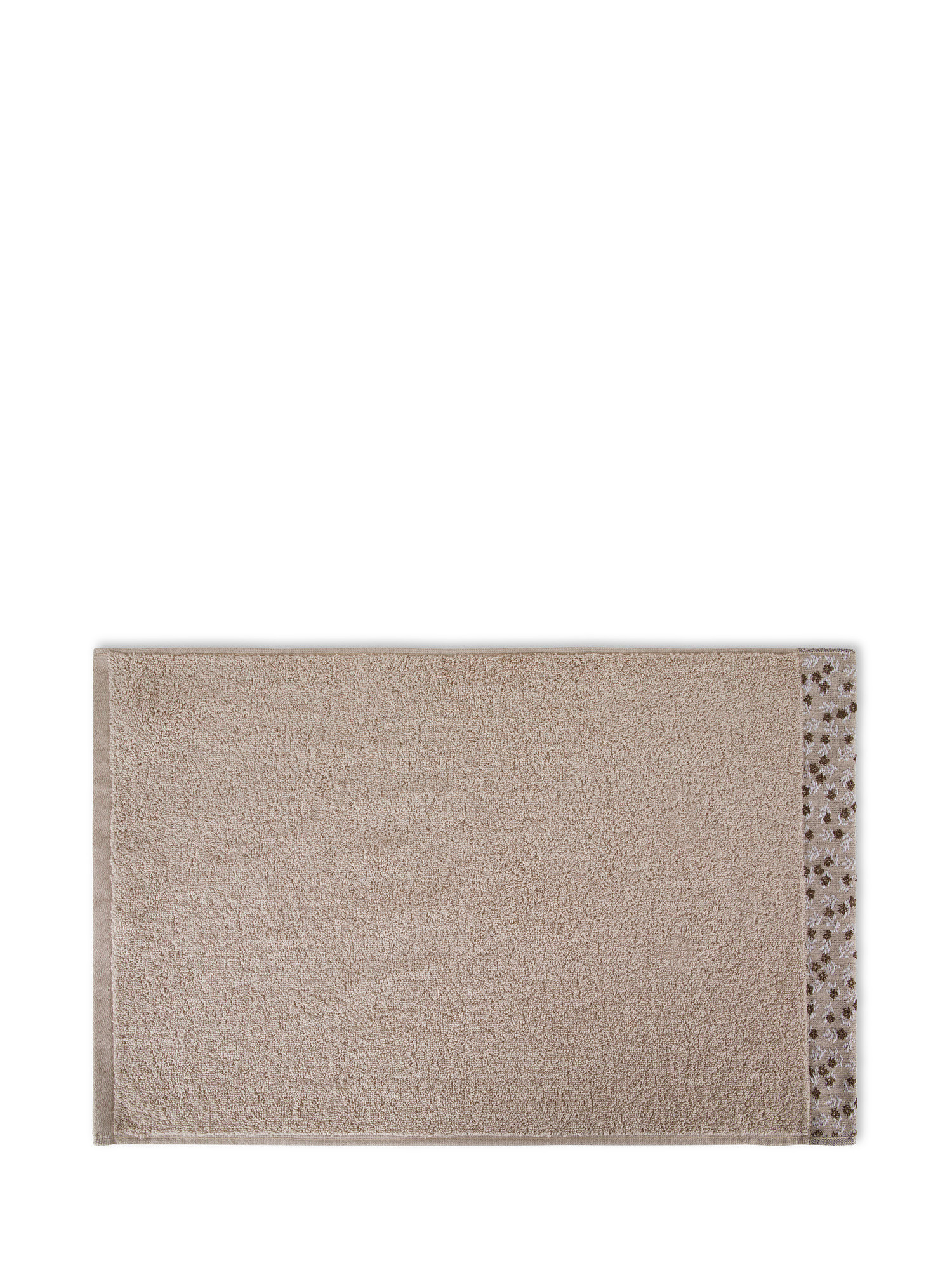 Asciugamano spugna di cotone bordo floreale, Beige, large