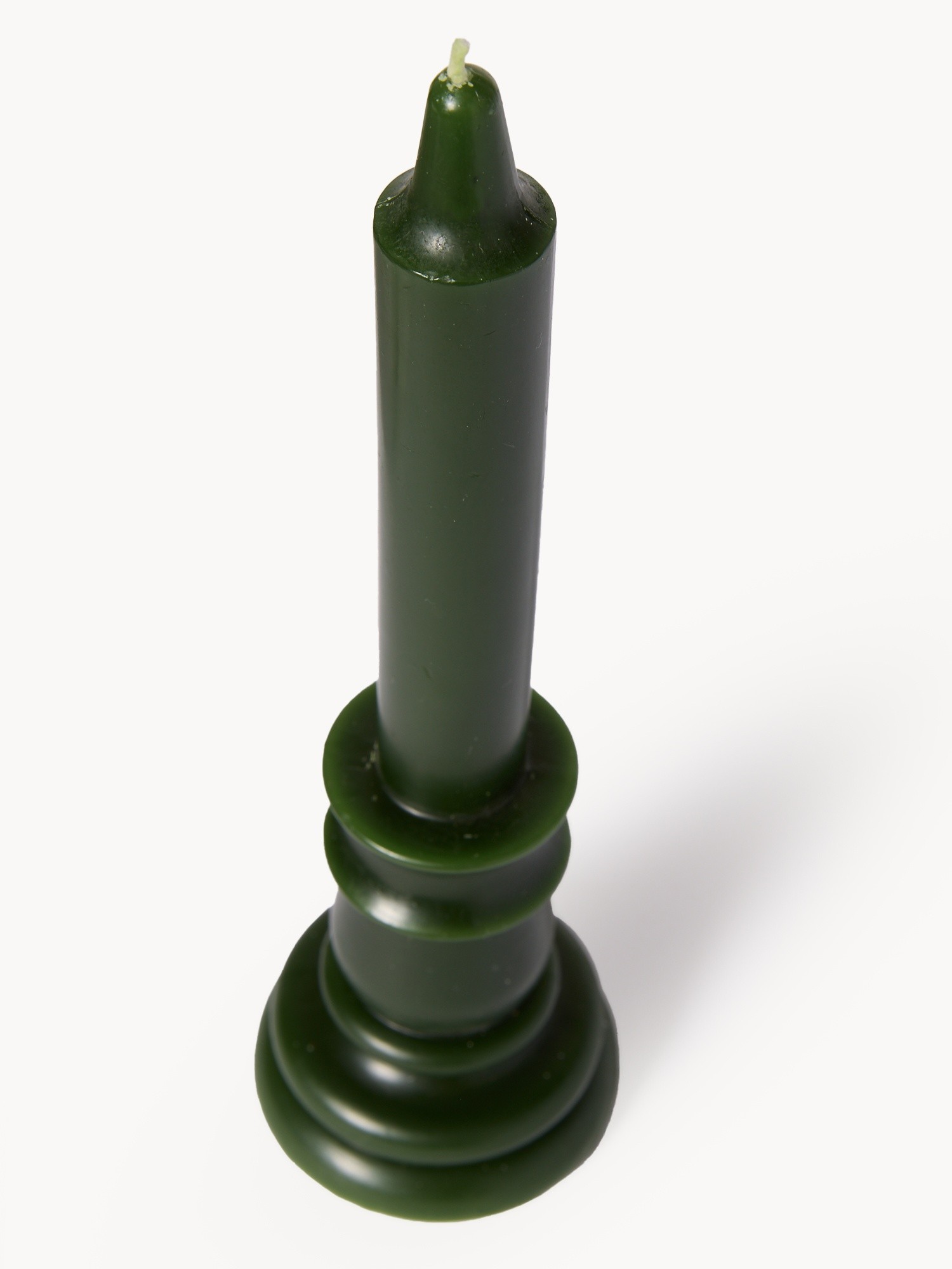 Candela con portacandela in cera, Verde, large image number 1