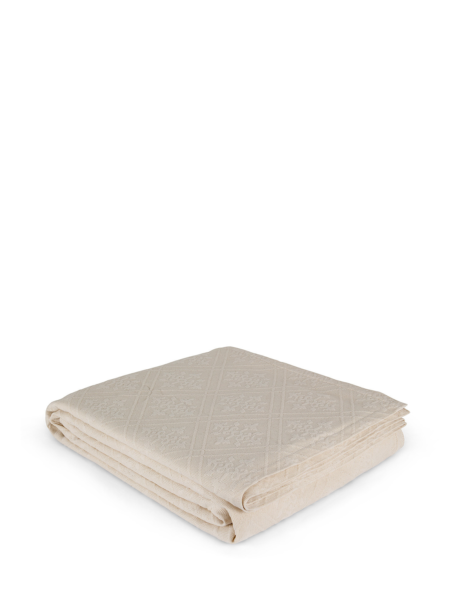 Solid color bedspread with processing, Beige, large image number 0