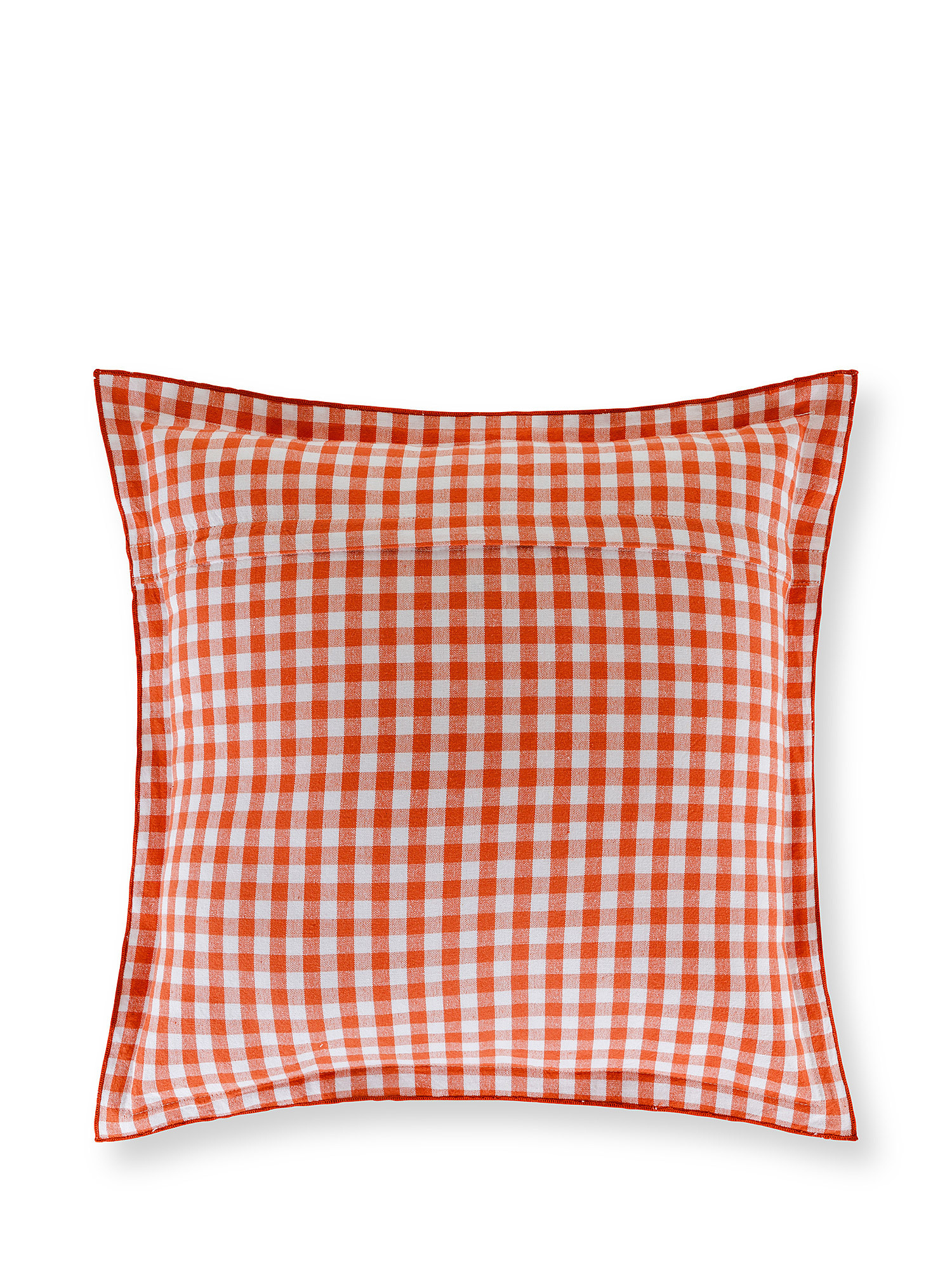 Washed cotton cushion with squares 45x45cm, Red, large image number 1