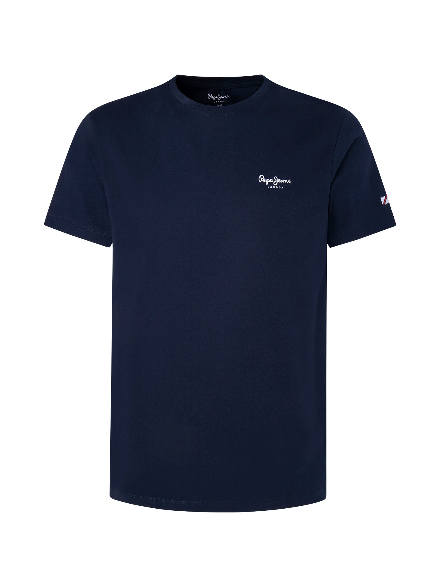 Pepe Jeans - T-shirt with embroidered logo in cotton, Dark Blue, large image number 0