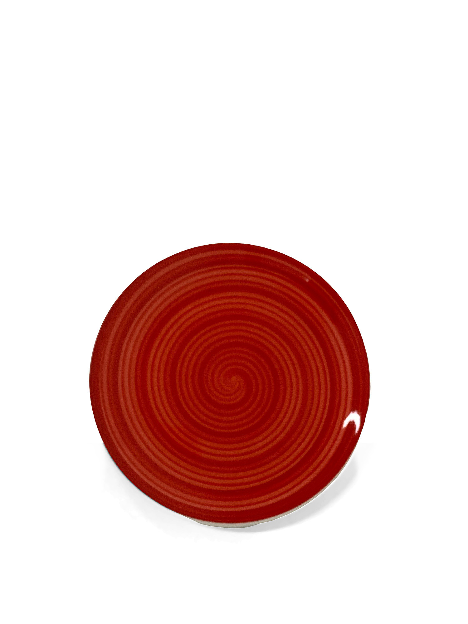 Piatto piano ceramica dipinta a mano Spirale, Rosso, large image number 0