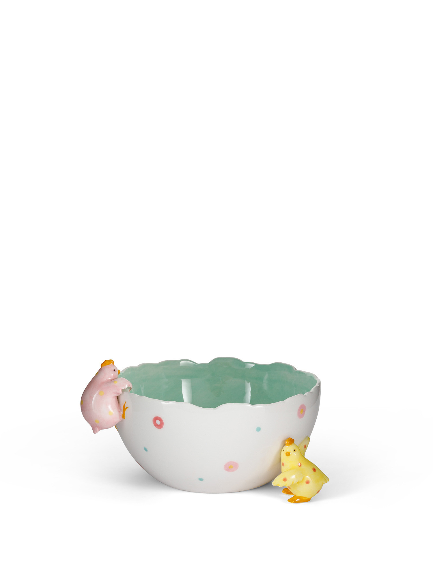 Ceramic bowl decorated with hens, White, large image number 0