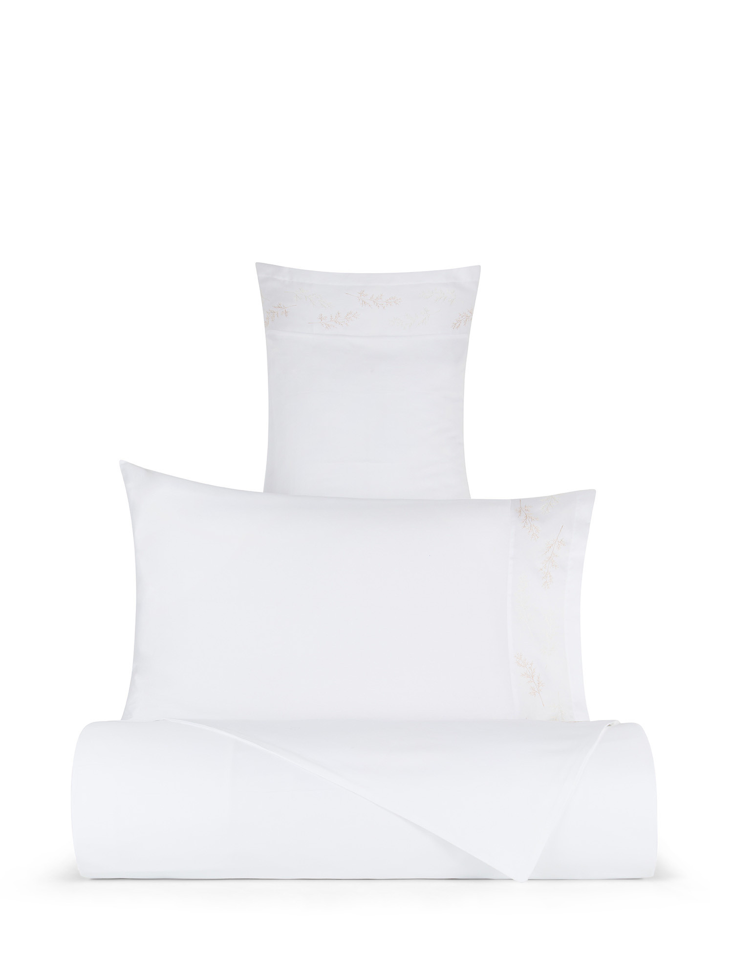 Embroidered duvet cover in extra fine cotton satin Portofino, White, large image number 0