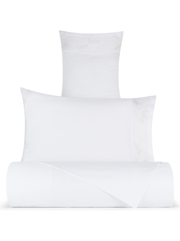 Embroidered duvet cover in extra fine cotton satin Portofino