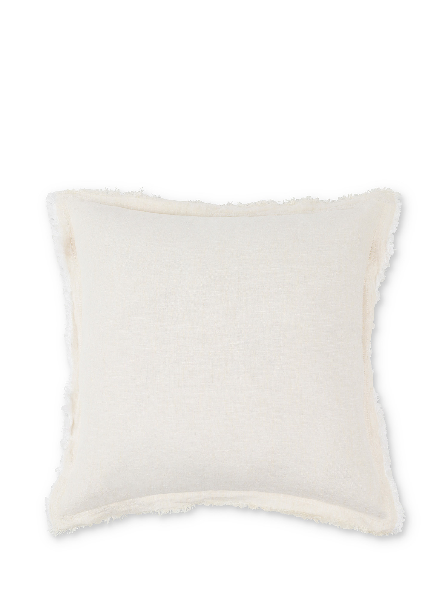 Solid color 100% linen cushion 45x45cm, White, large image number 0