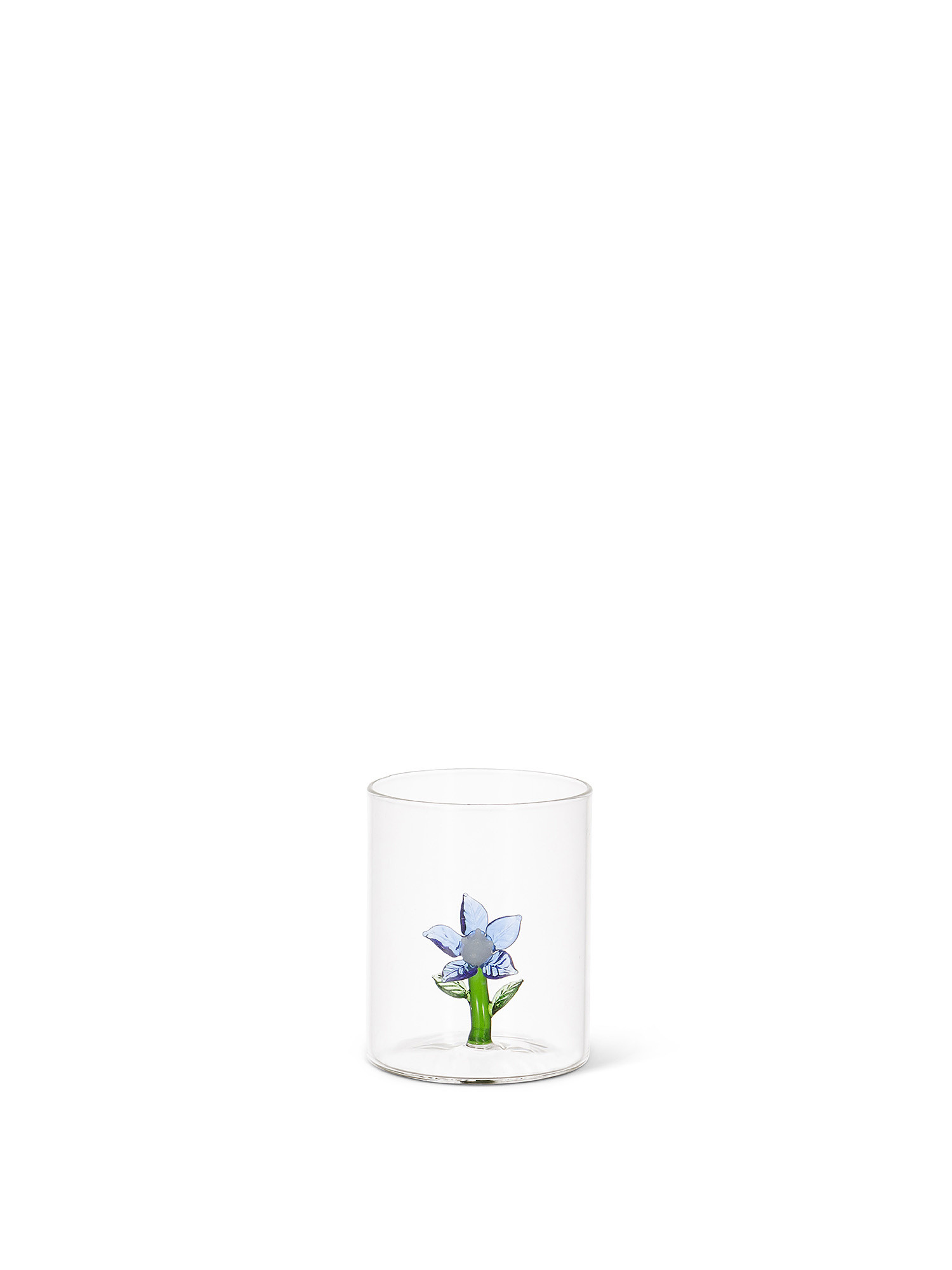 Bicchiere vetro dettaglio fiore, Trasparente, large image number 0