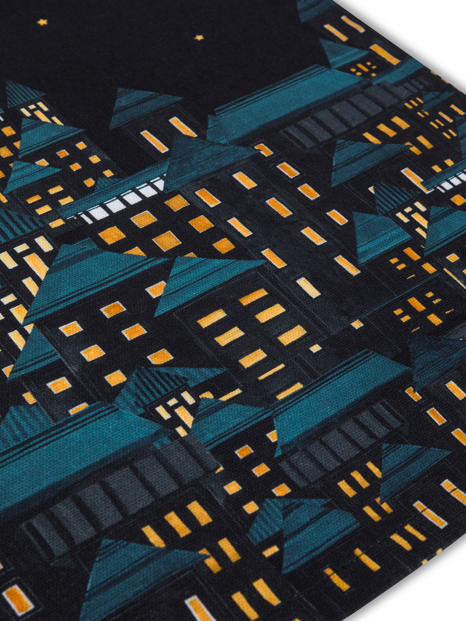 Cotton panama runner with city print, Dark Blue, large image number 1