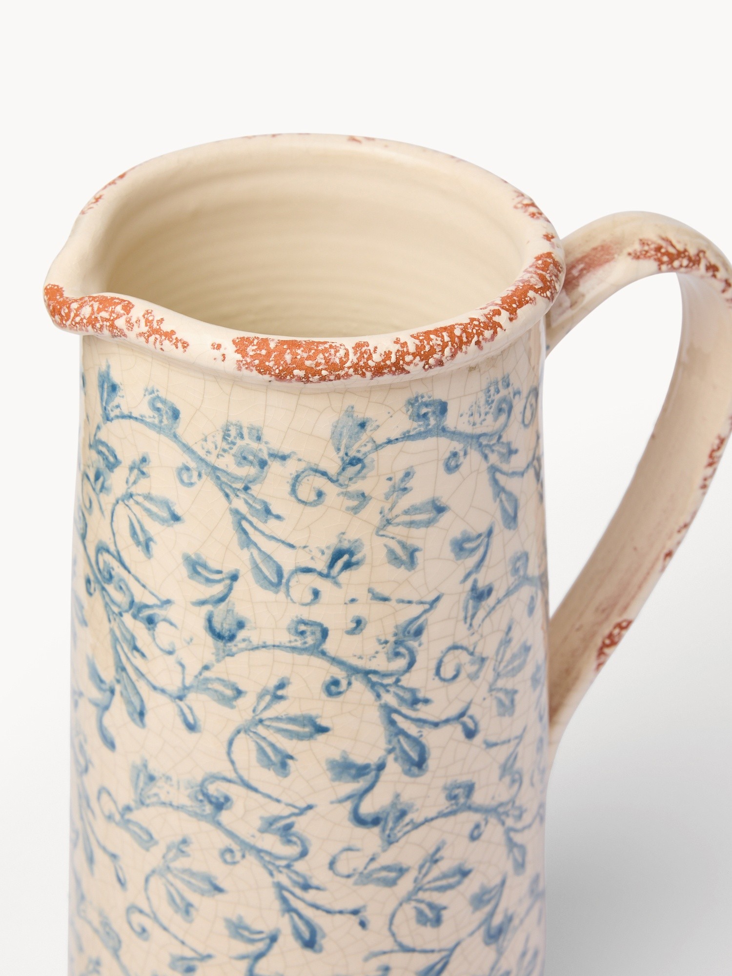 Vaso in ceramica portoghese prodotta artigianalmente, Bianco/Azzurro, large image number 1