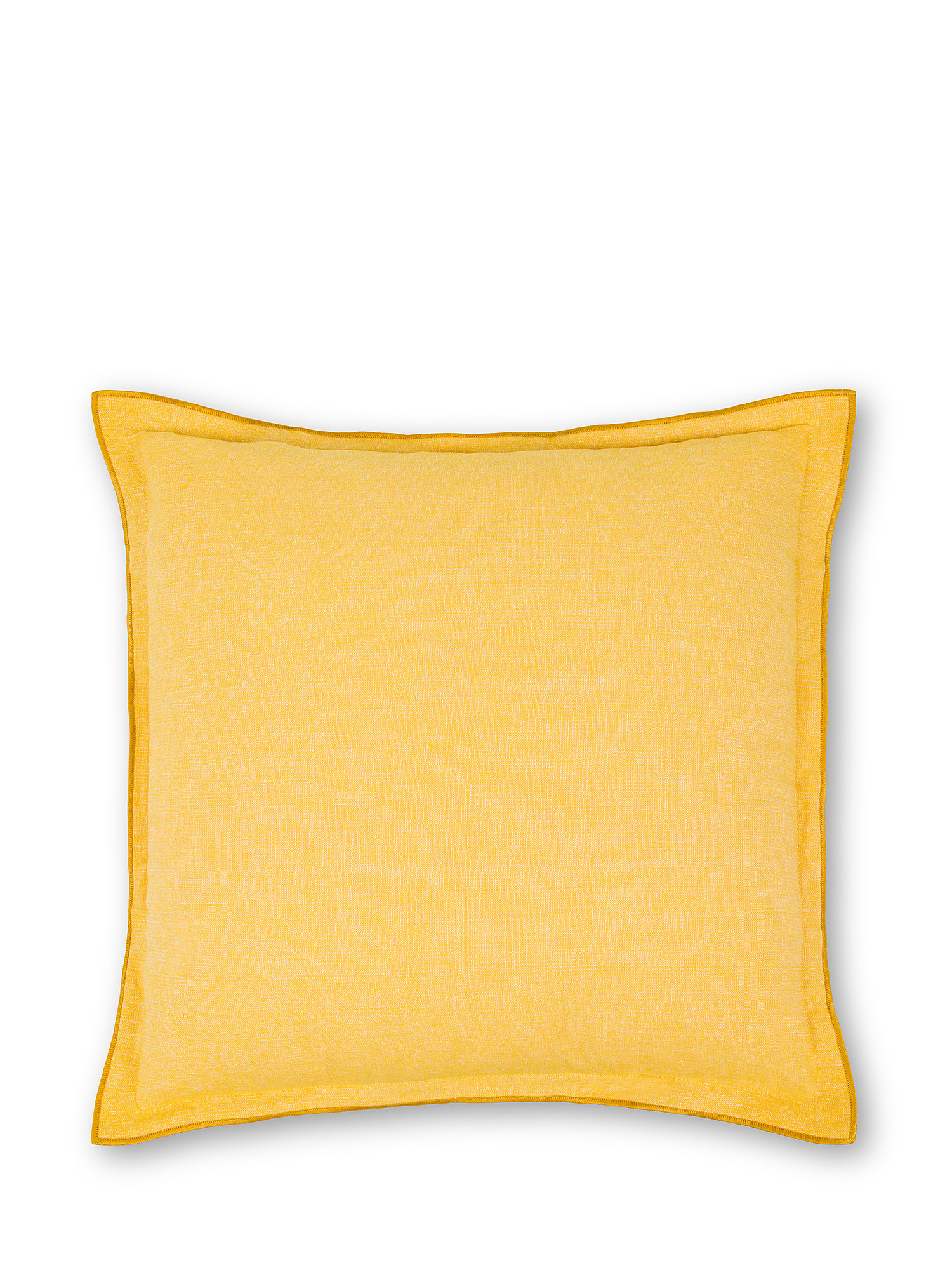 Cuscino cotone chambray tinta unita 45x45cm, Giallo, large image number 0