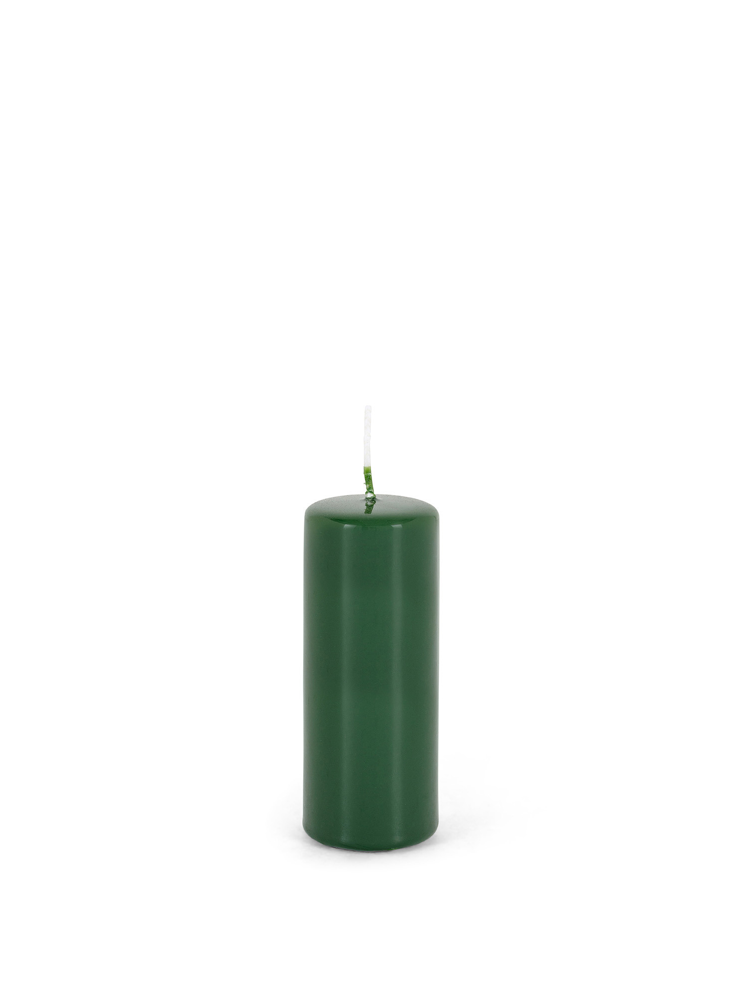 Cylindrical candle in lacquered wax made in Italy, Dark Green, large image number 0