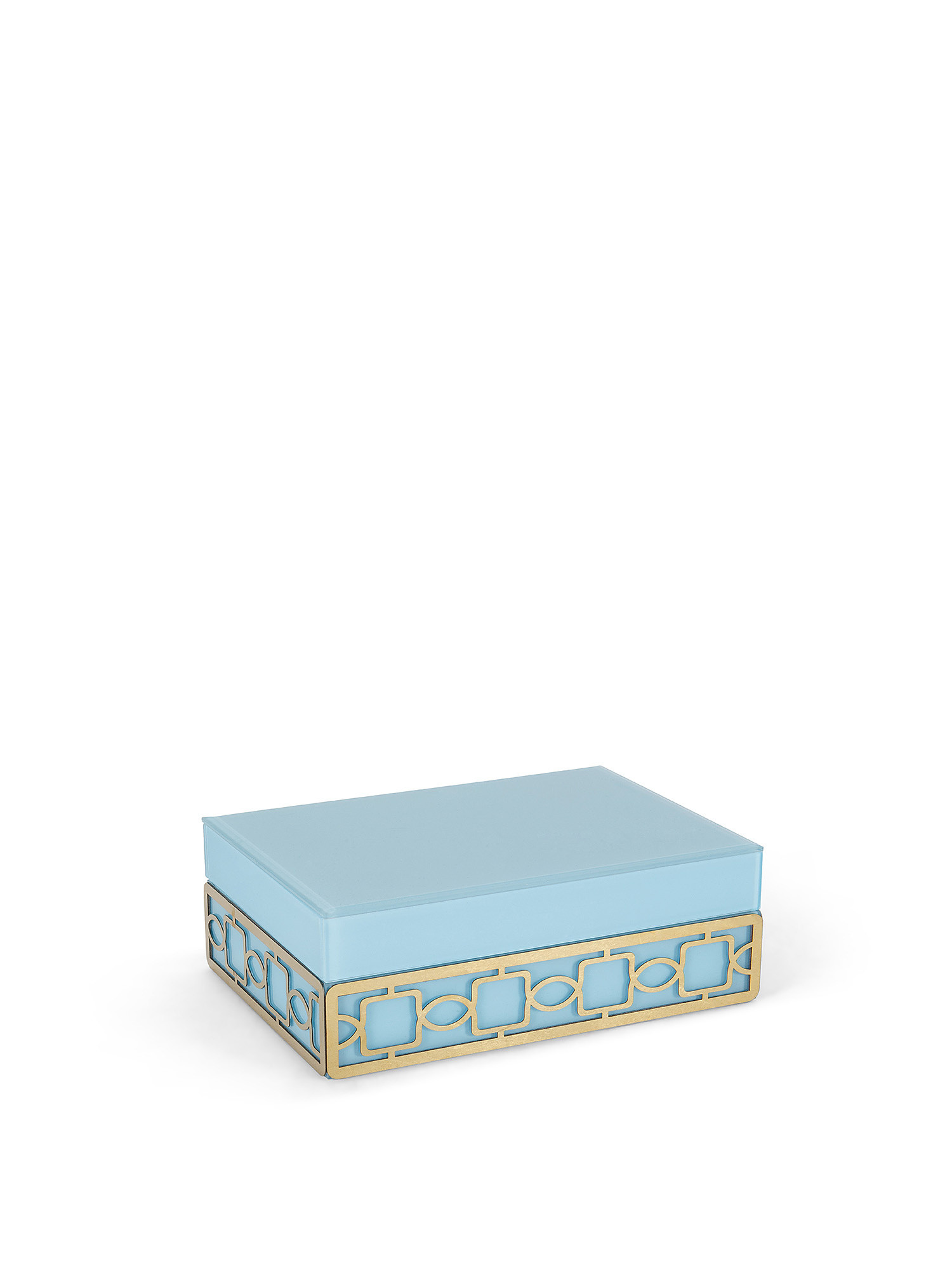 Colored glass jewelry box with decorations, Light Blue, large image number 0
