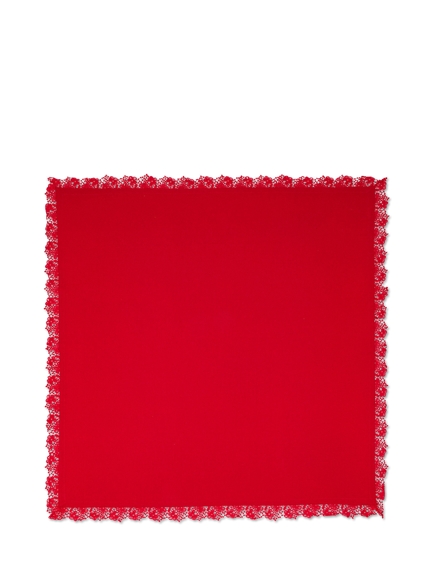 Tovaglia centrotavola cotone con ricamo ai bordi, Rosso, large image number 0